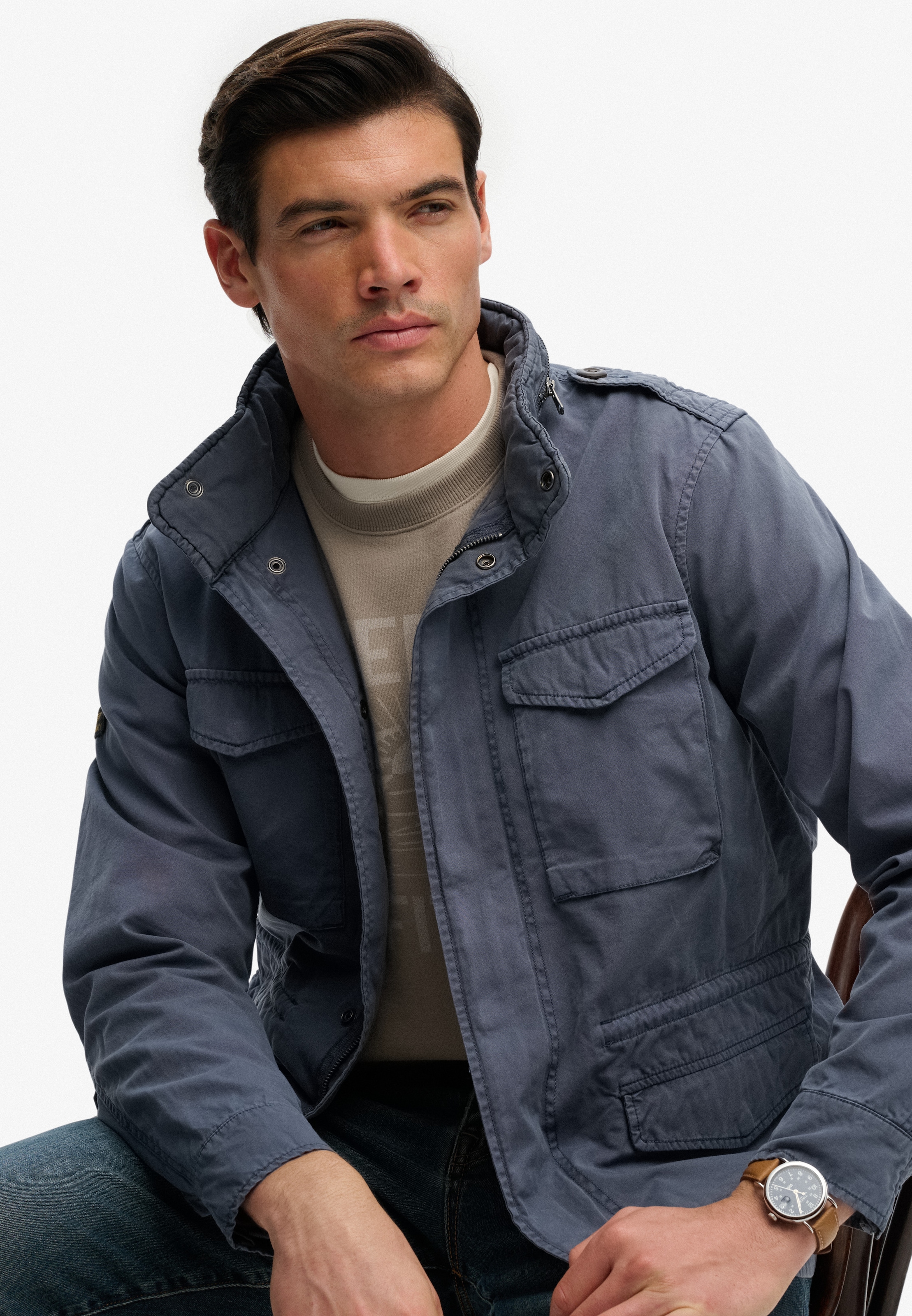 Superdry Parka »COTTON M65 JACKET« sans capuche avec étiquette de marque, en coton, Regular Fit, longueur normale