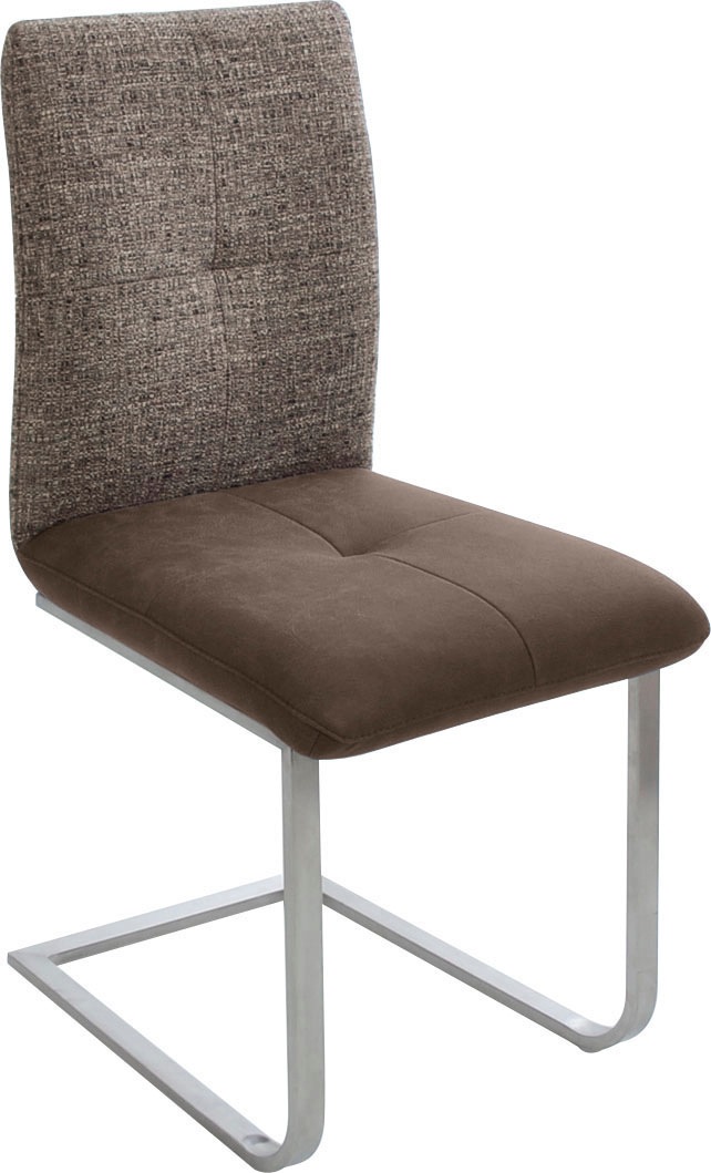K+W Komfort & Wohnen Freischwinger "Giacomo II" (Set) 2 Stk.mit Metallgriff am Rücken, Sitz und Rücken gesteppt in Materialmix