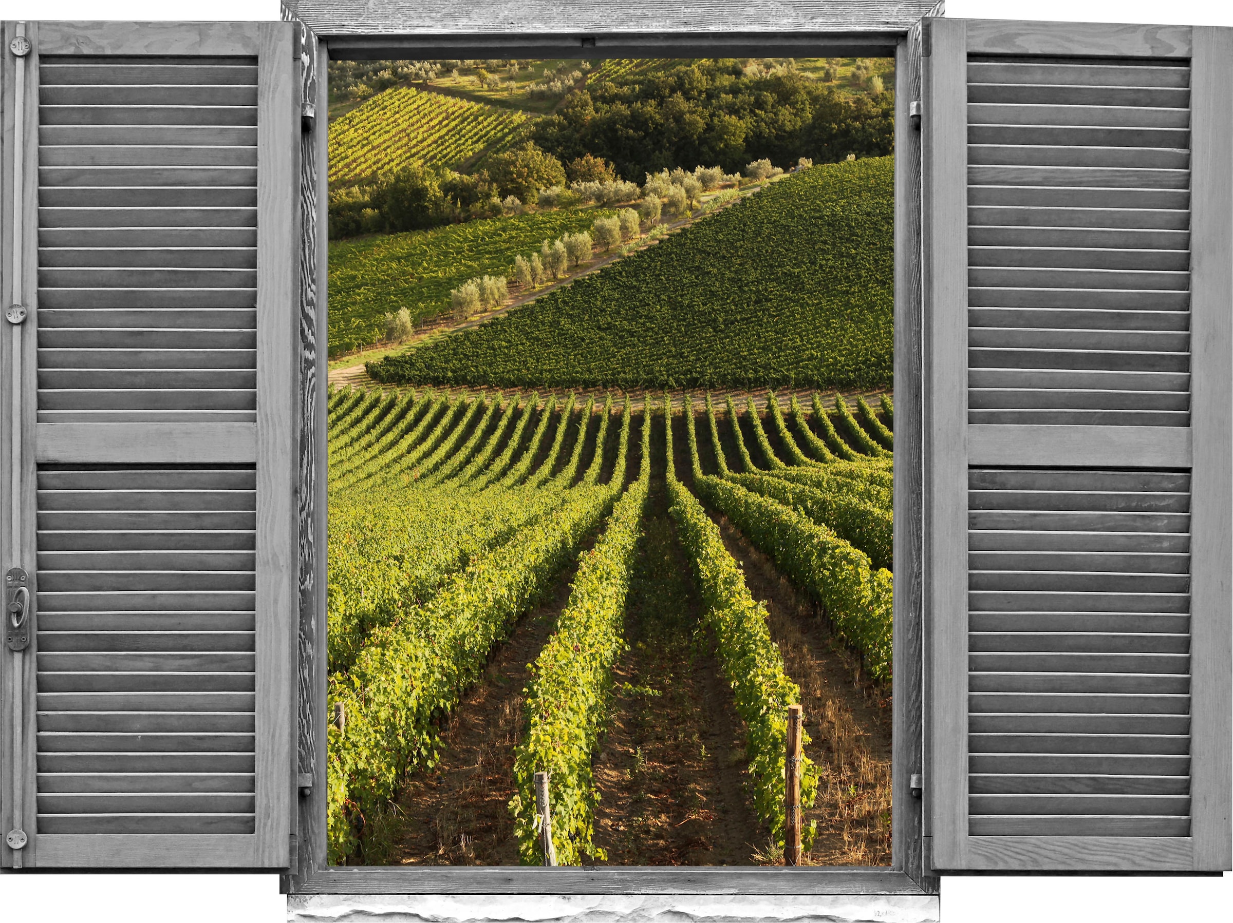 Image of queence Wandtattoo "Weinberg" Wandsticker, Wandbild, selbstklebend, 3D, Fenster