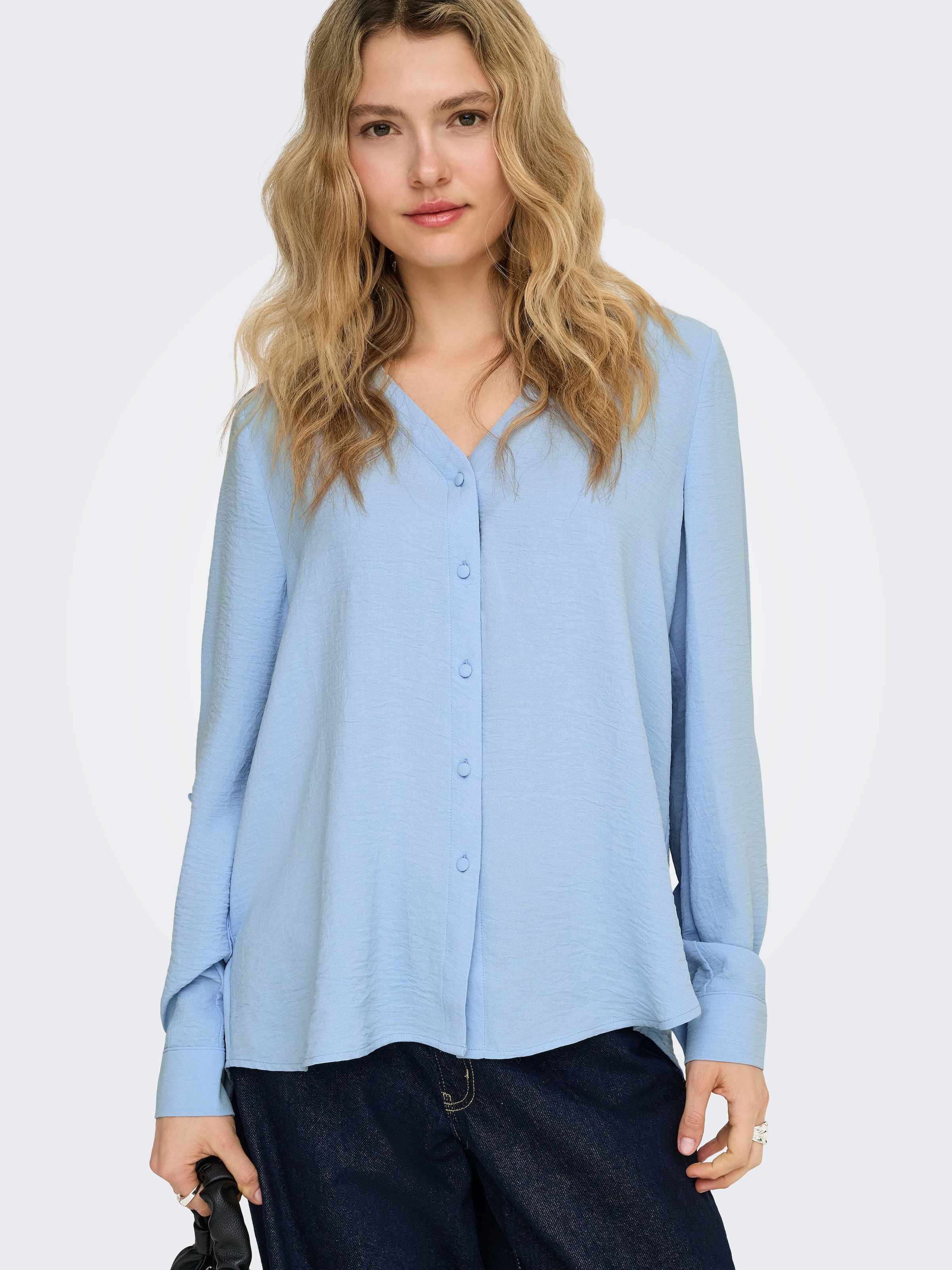 ONLY Shirtbluse »ONLJANA METTE V-NECK LS SHIRT NOOS WVN«