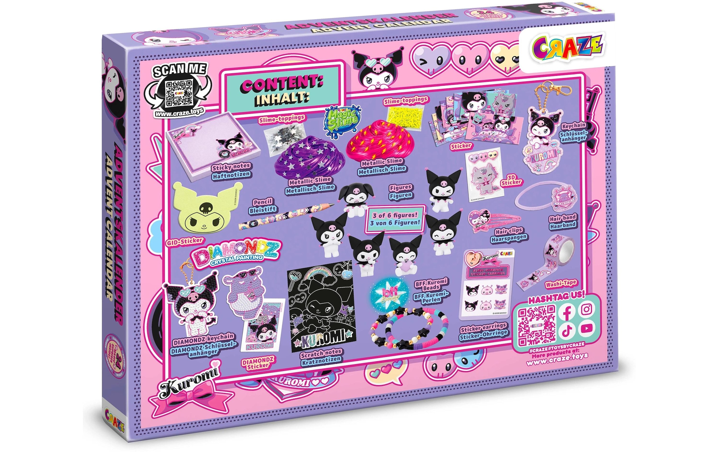 CRAZE Calendrier de l'Avent »Craze CRAZE Adventskalender Kuromi mit Accessoires und Spielzeug«