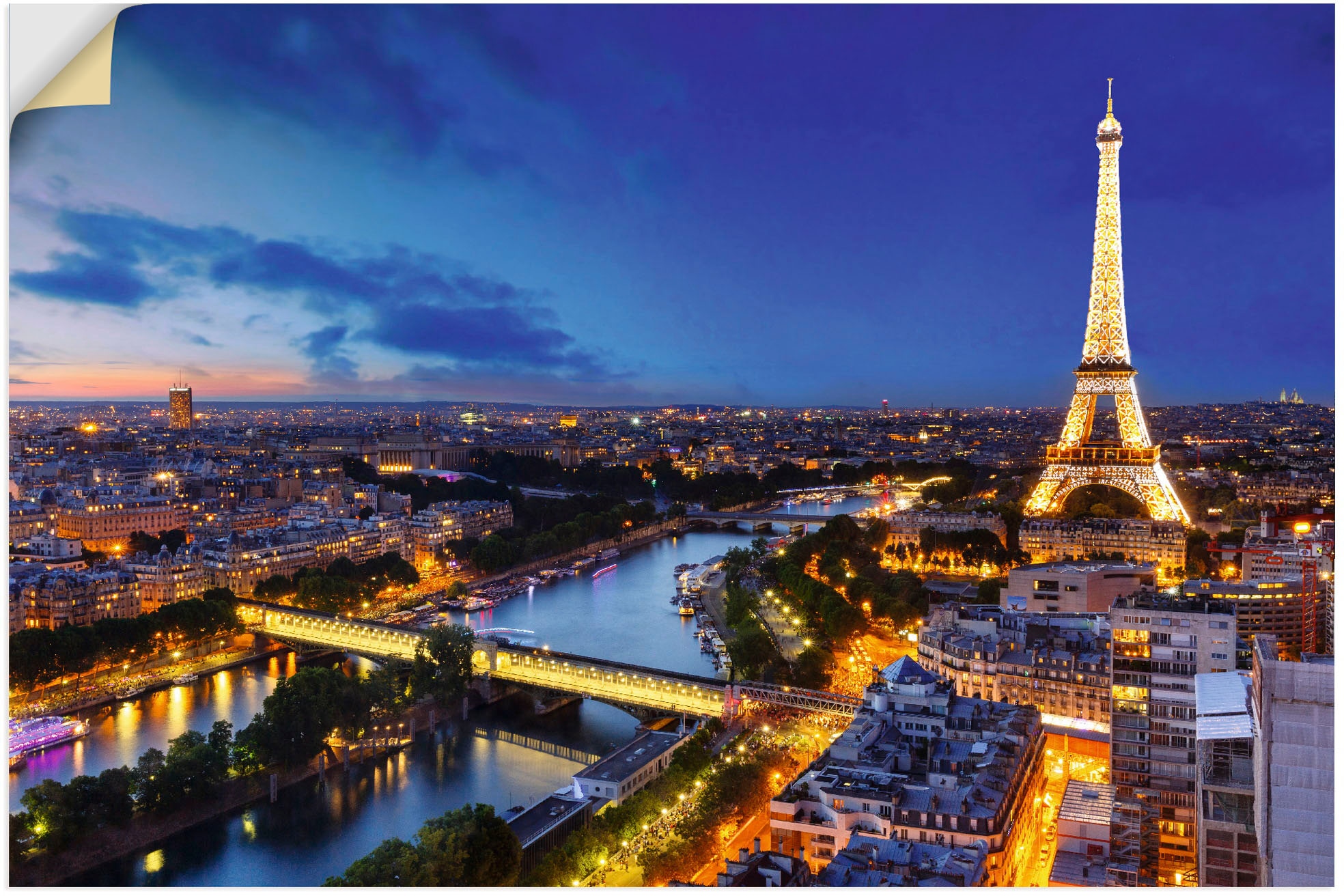 am Artland Paris, jetzt kaufen Leinwandbild, in St.), Seine oder Wandbild Alubild, (1 »Eiffelturm Grössen als versch. Abend, Poster Paris«, und Wandaufkleber