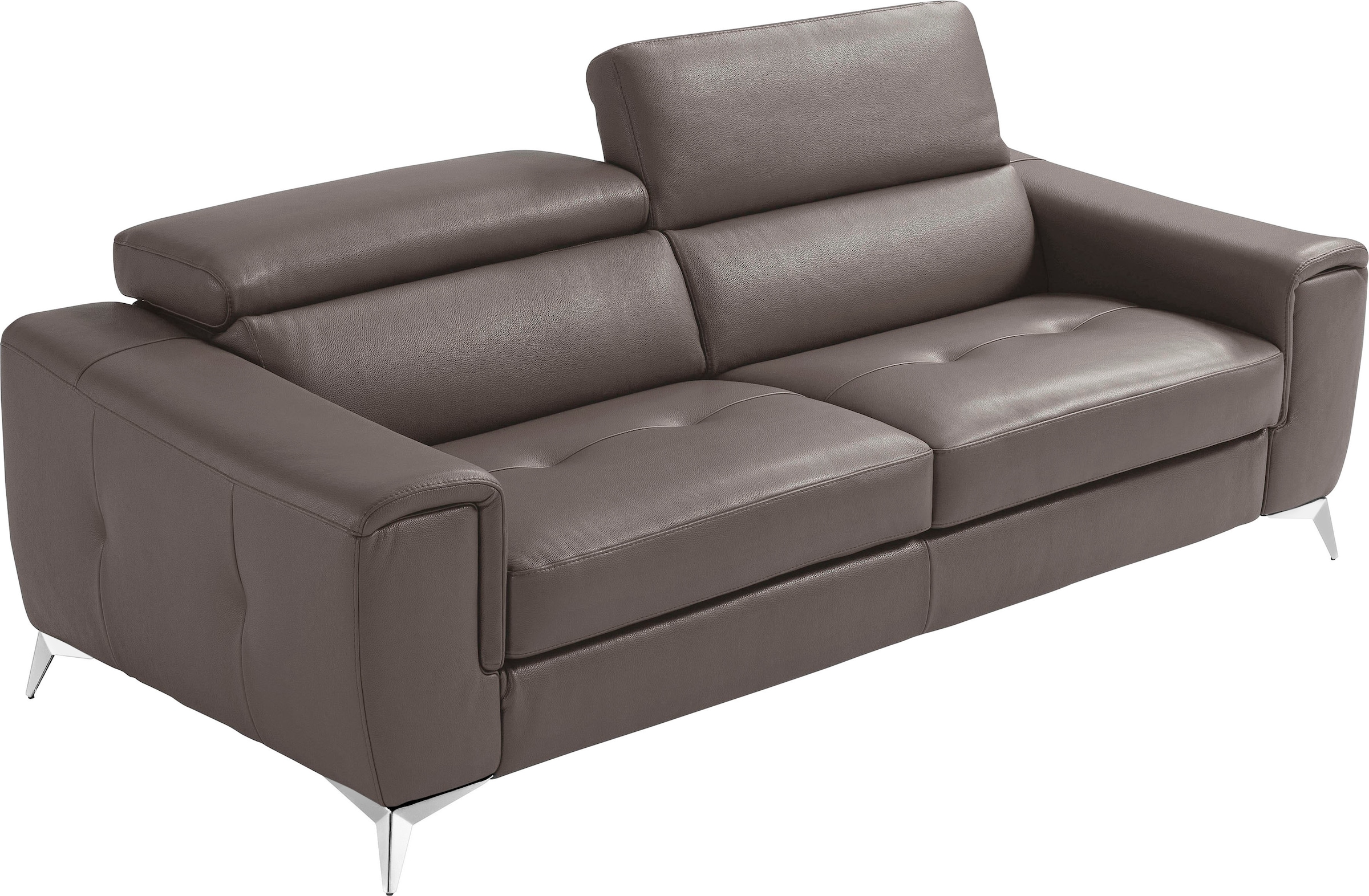 Image of Egoitaliano 2,5-Sitzer "Francine, Designsofa, Loungesofa, Breite 213 cm, Fussfarbe chrom" Designfuss, Leder BULL, graphit