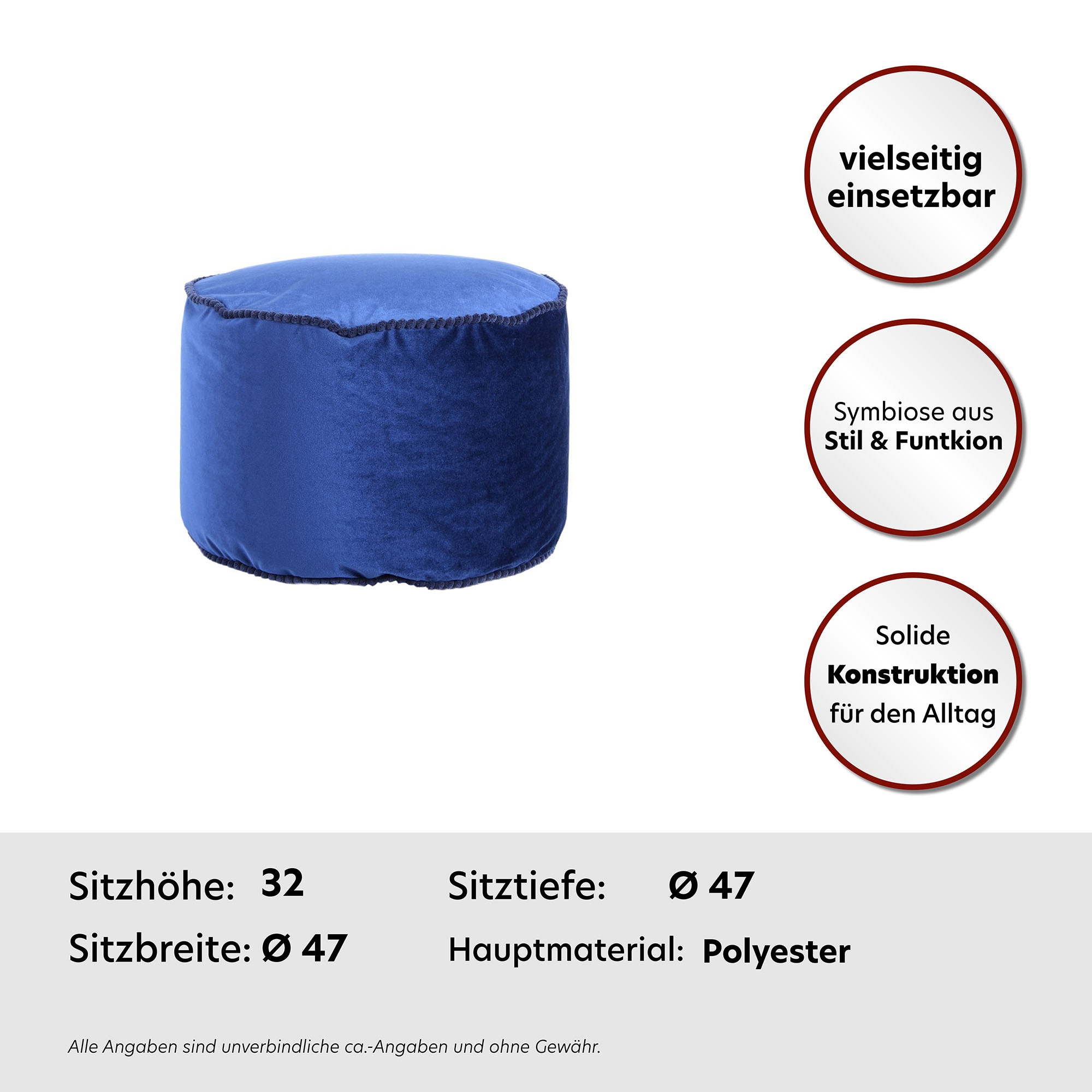 Kayoom Stauraumhocker »Pouf Taj Mahal 125, trendige samtige Oberfläche«, (1 St.), samtweich, farbig, modern, orientalisches Design