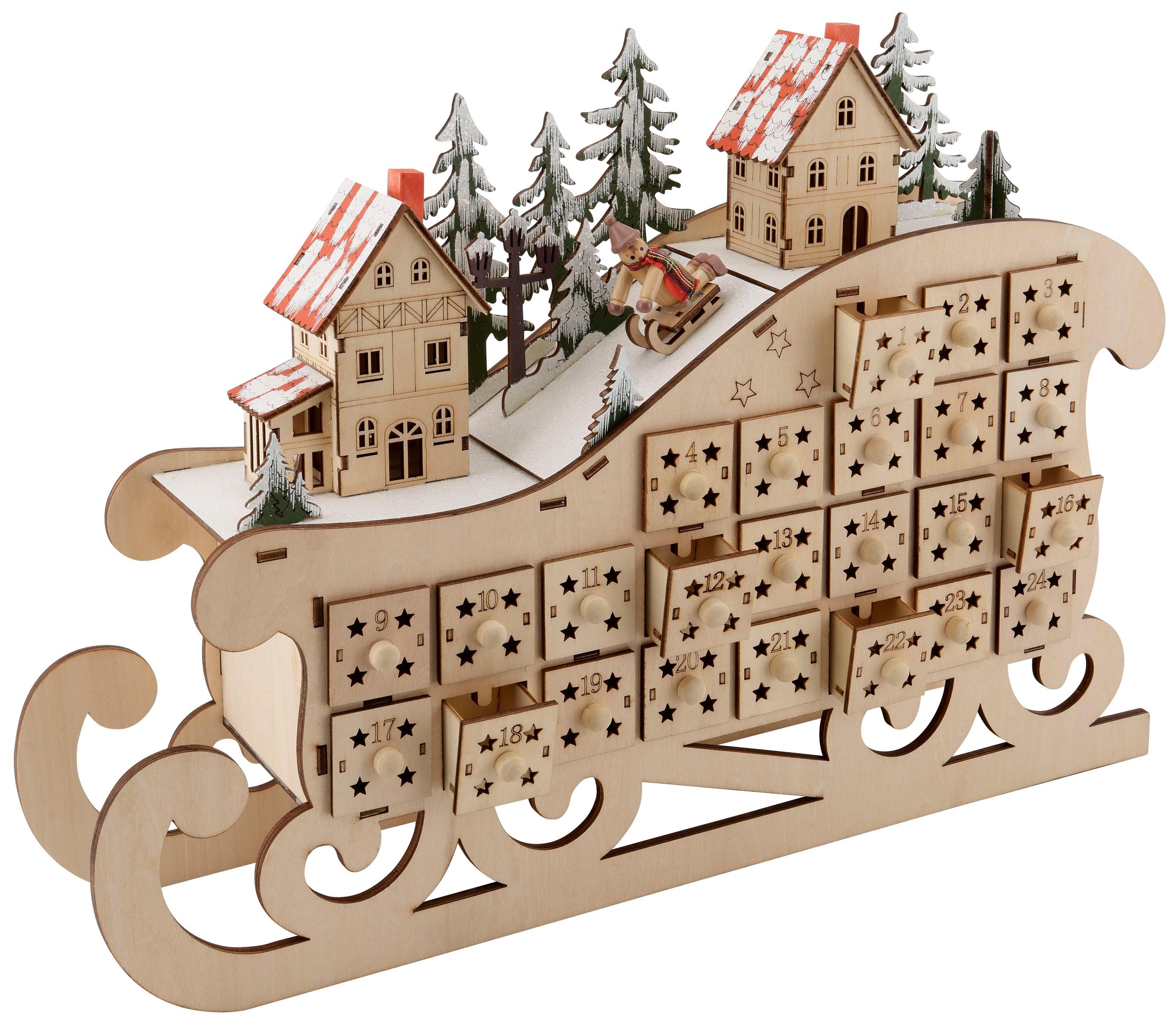 Image of Home affaire befüllbarer Adventskalender »Schlitten«, mit stimmungsvoller Beleuchtung bei Ackermann Versand Schweiz