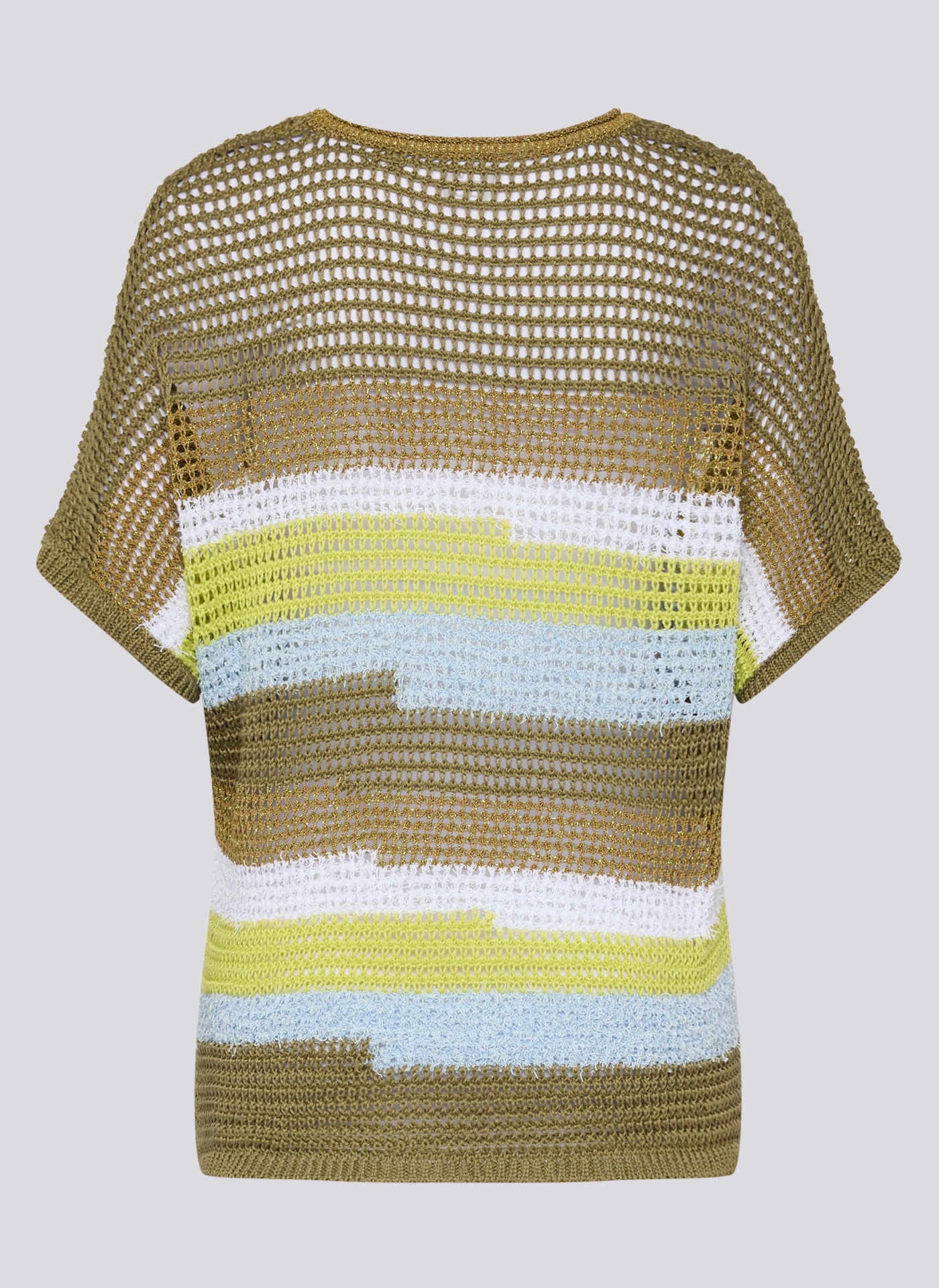 Rabe Pull en tricot Halbarm mit Colorblocking-Streifen und im Häkel-Look