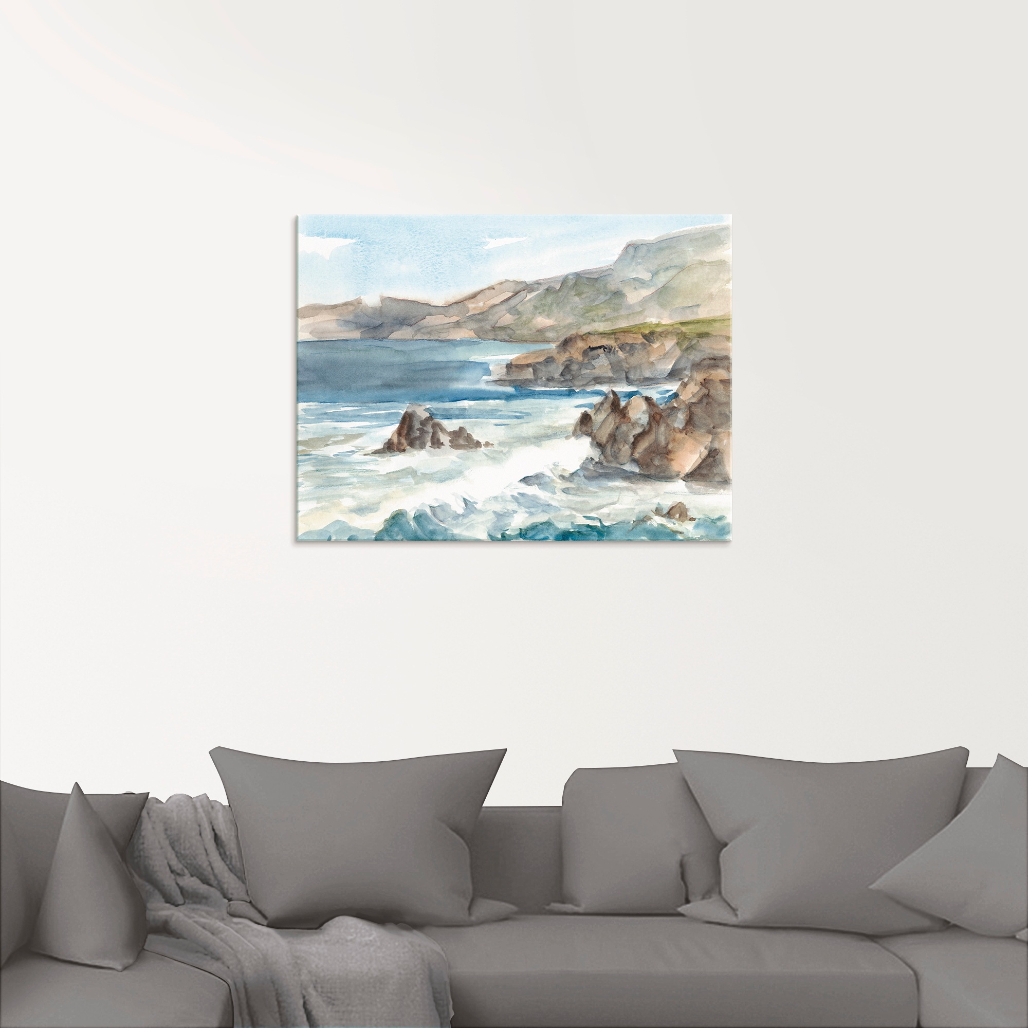 Artland Glasbild »Wasserfarben Küste II« Küste 1 Stk. tlg. in verschiedenen Grössen