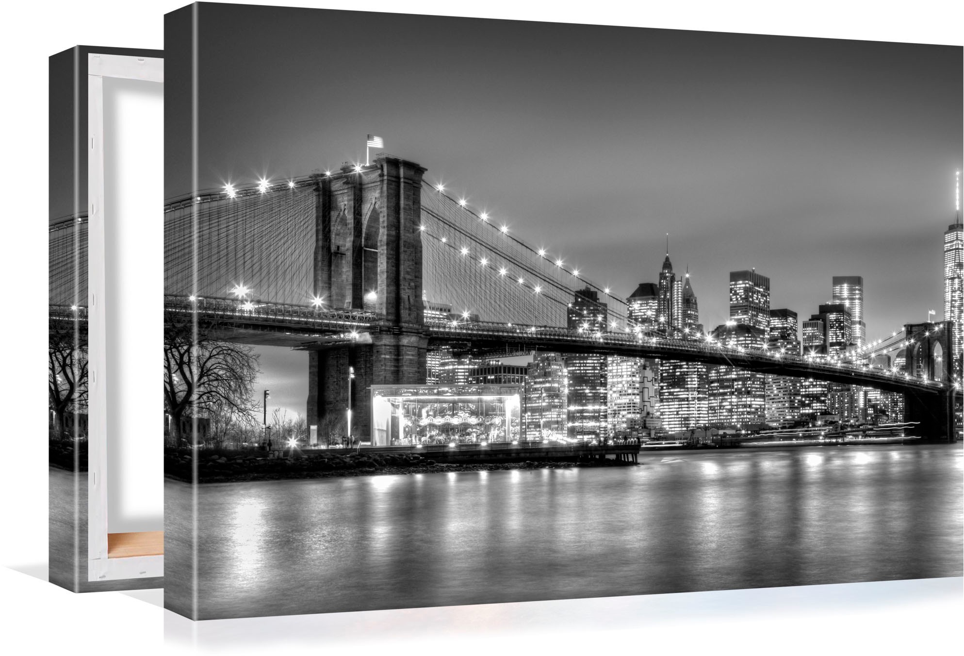 Image of Conni Oberkircher´s Bild »Big City 5 - By Night - Grossstadt - bei Nacht«, Brooklyn Bridge USA, Skyline, Metropole, Manhattan, East River bei Ackermann Versand Schweiz