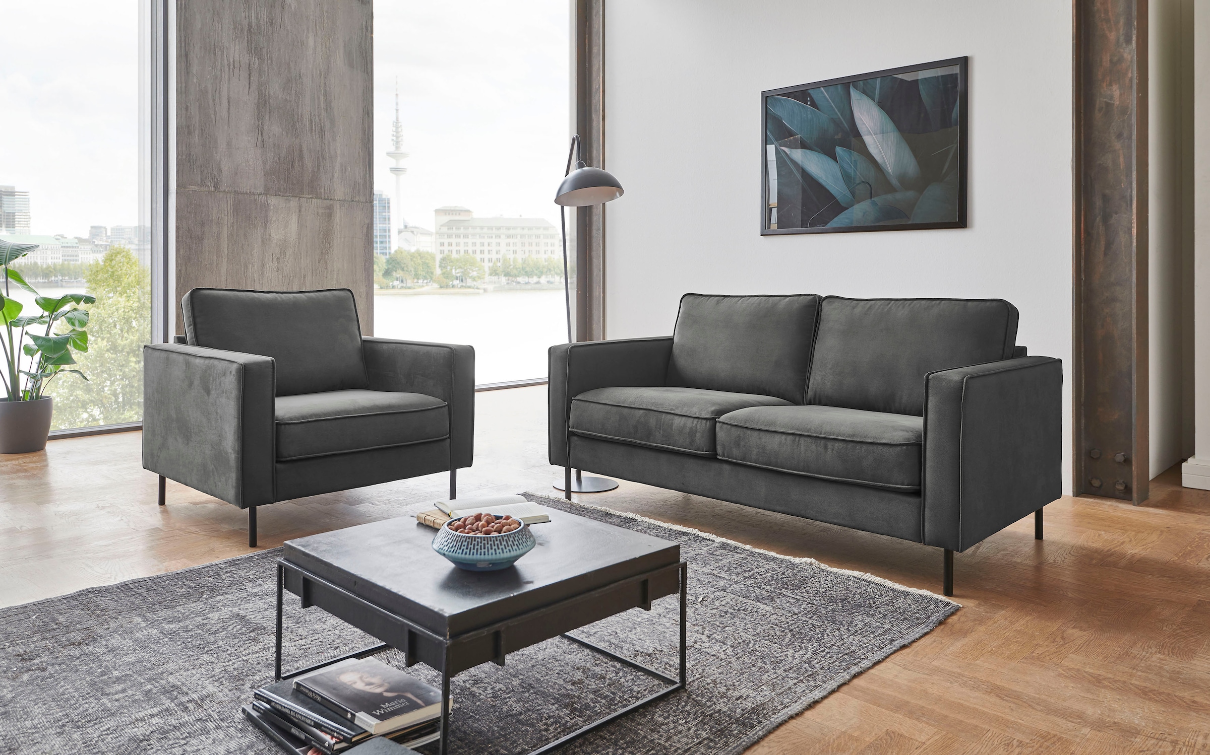 ATLANTIC home collection 2-Sitzer »Weston«, im skandinavischem Stil, mit Wellenunterfederung