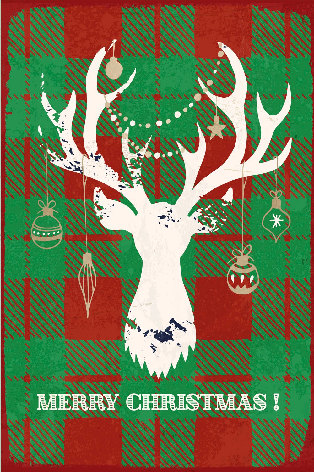 queence Metallbild »Merry Christmas Reindeer«, Schriftzüge-Schriftzug-Tiere-Weihnachten-Weihnachtsbaumkugeln, (1 St.), Stahlschilder