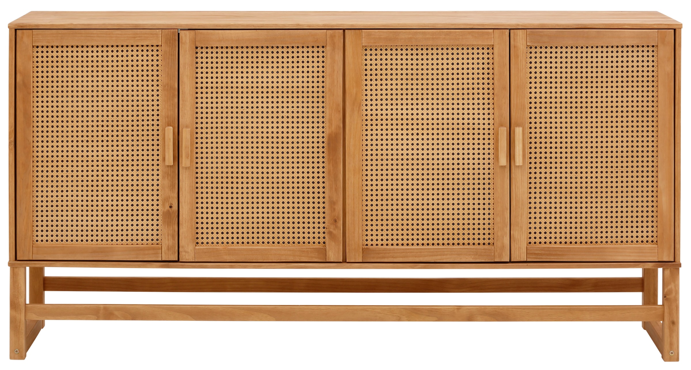 Home affaire Sideboard »Linz«, Kommode mit Rattangeflecht auf den Türfronten, aus Massivholz