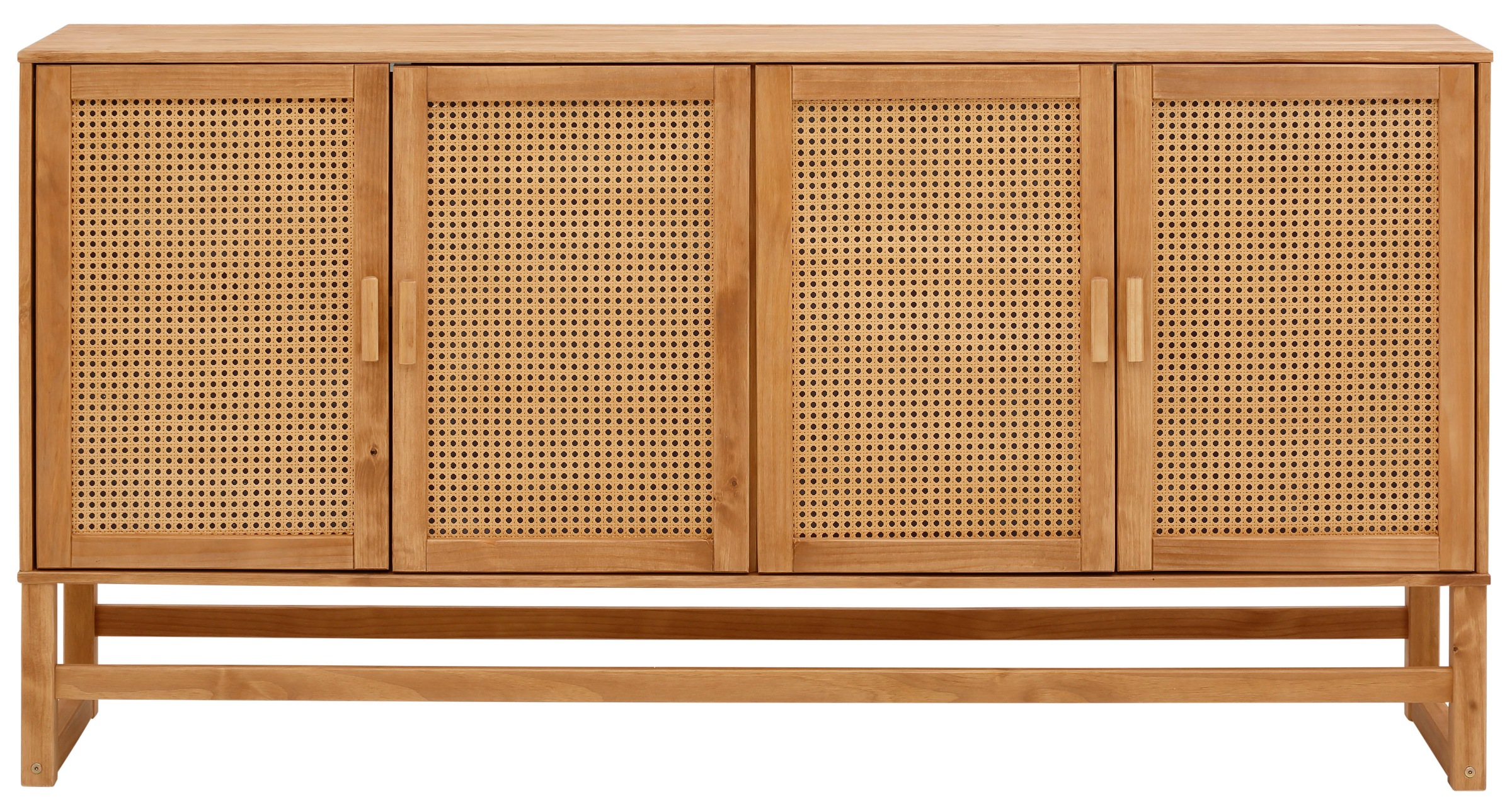 OTTO home Sideboard "Linz" Kommode mit Rattangeflecht auf den Türfronten, aus Massivholz