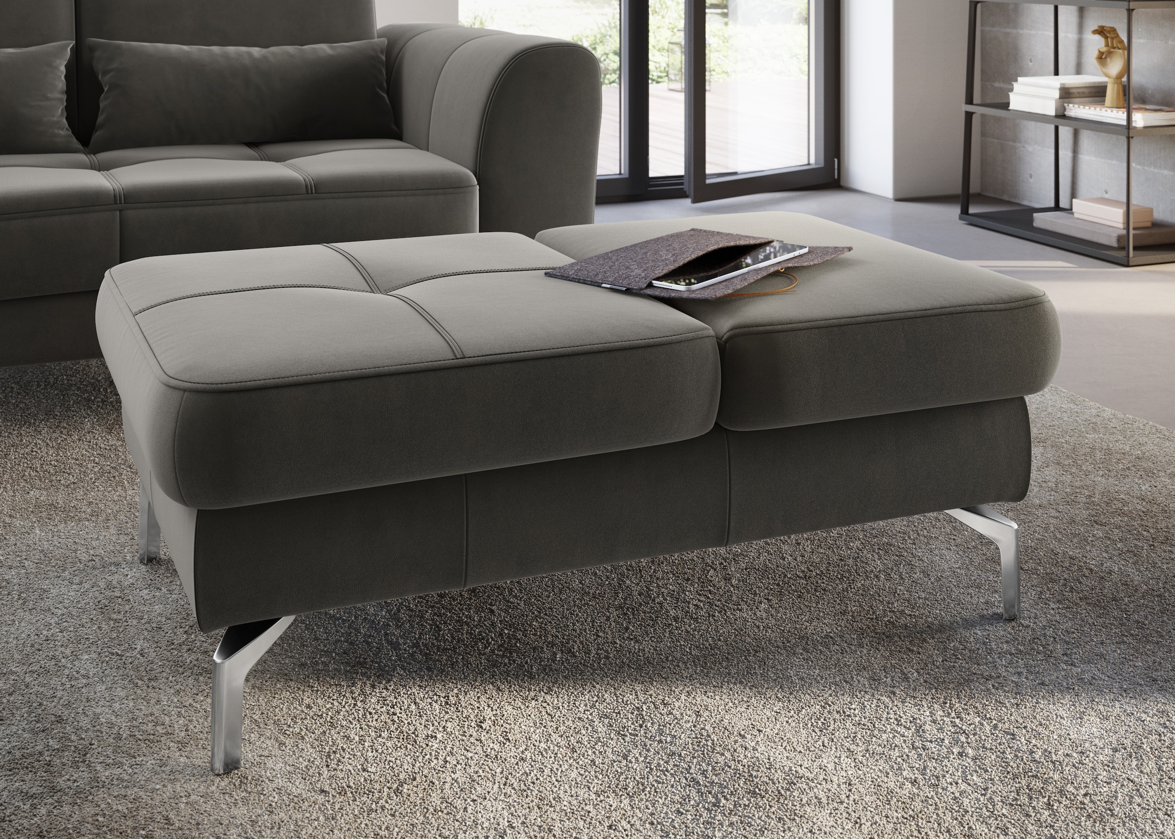 sit&more Hocker »Bendigo« mit Klappfunktion, Bodenfreiheit 15 cm, wahlweise in 2 Fussfarben