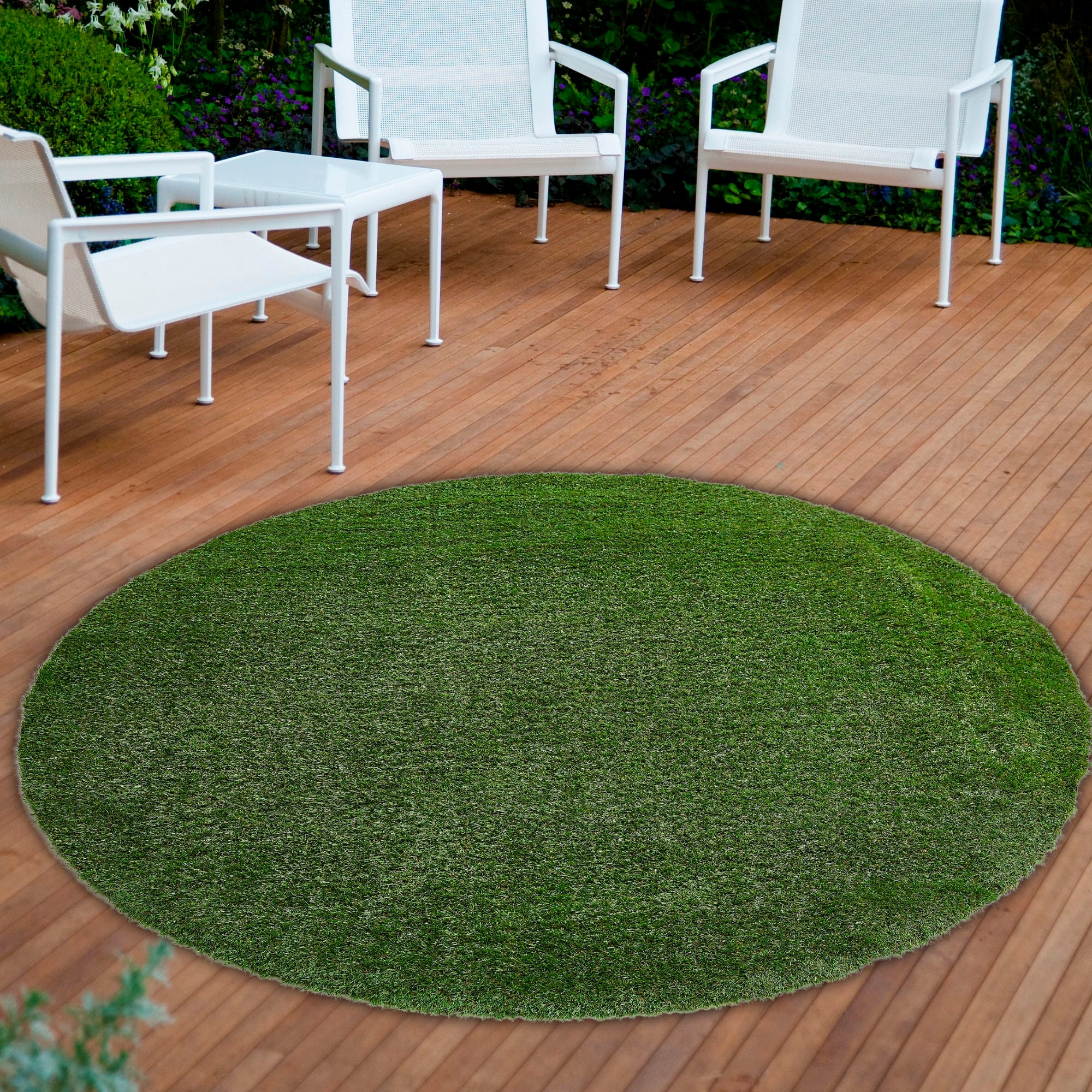 Andiamo Kunstrasen »Rasenteppich Sansibar«, rund, realistische Optik, mit Drainagefunktion, für Balkon & Terrasse