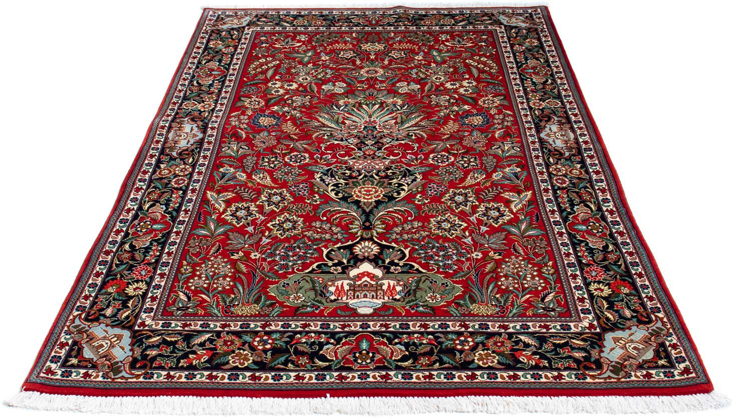 Image of morgenland Orientteppich »Perser - Ghom - 205 x 131 cm - rot«, rechteckig, 10 mm Höhe, Wohnzimmer, Handgeknüpft, Einzelstück mit Zertifikat bei Ackermann Versand Schweiz