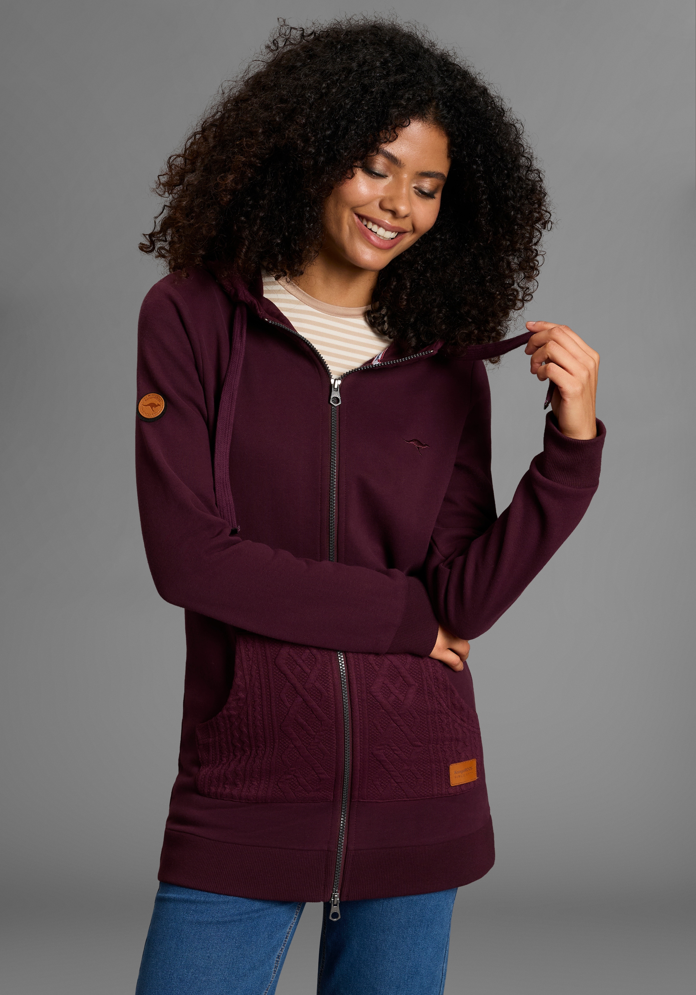 Image of KangaROOS Kapuzensweatjacke mit Zopfmusterdetails