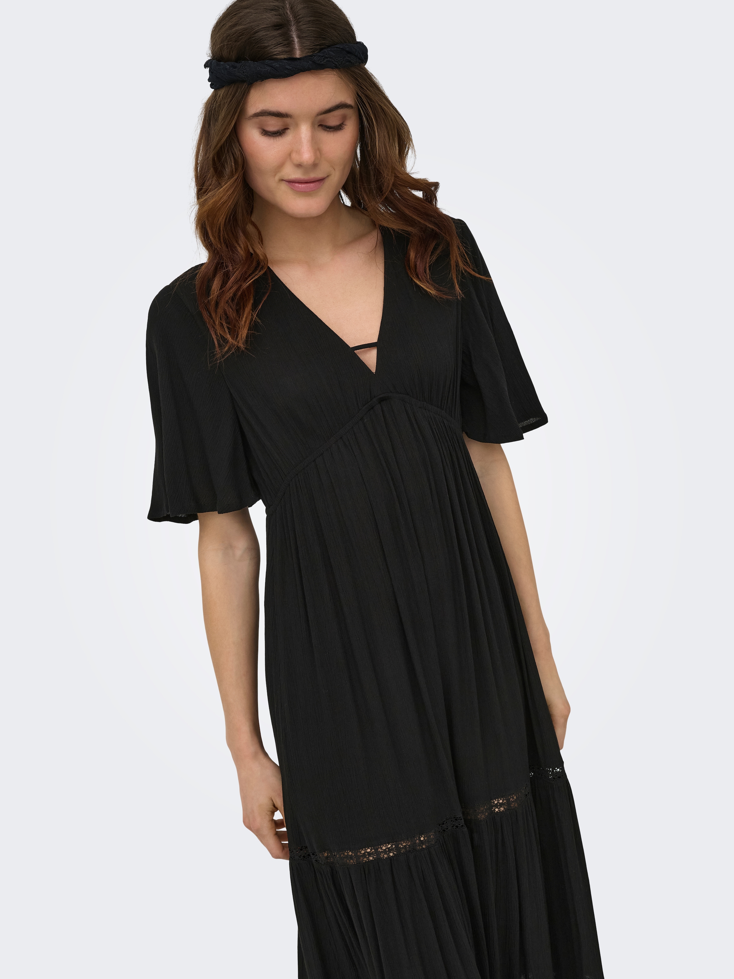 ONLY Maxikleid »ONLMYA CHIARA S/S LONG V DRESS WVN« Viskose