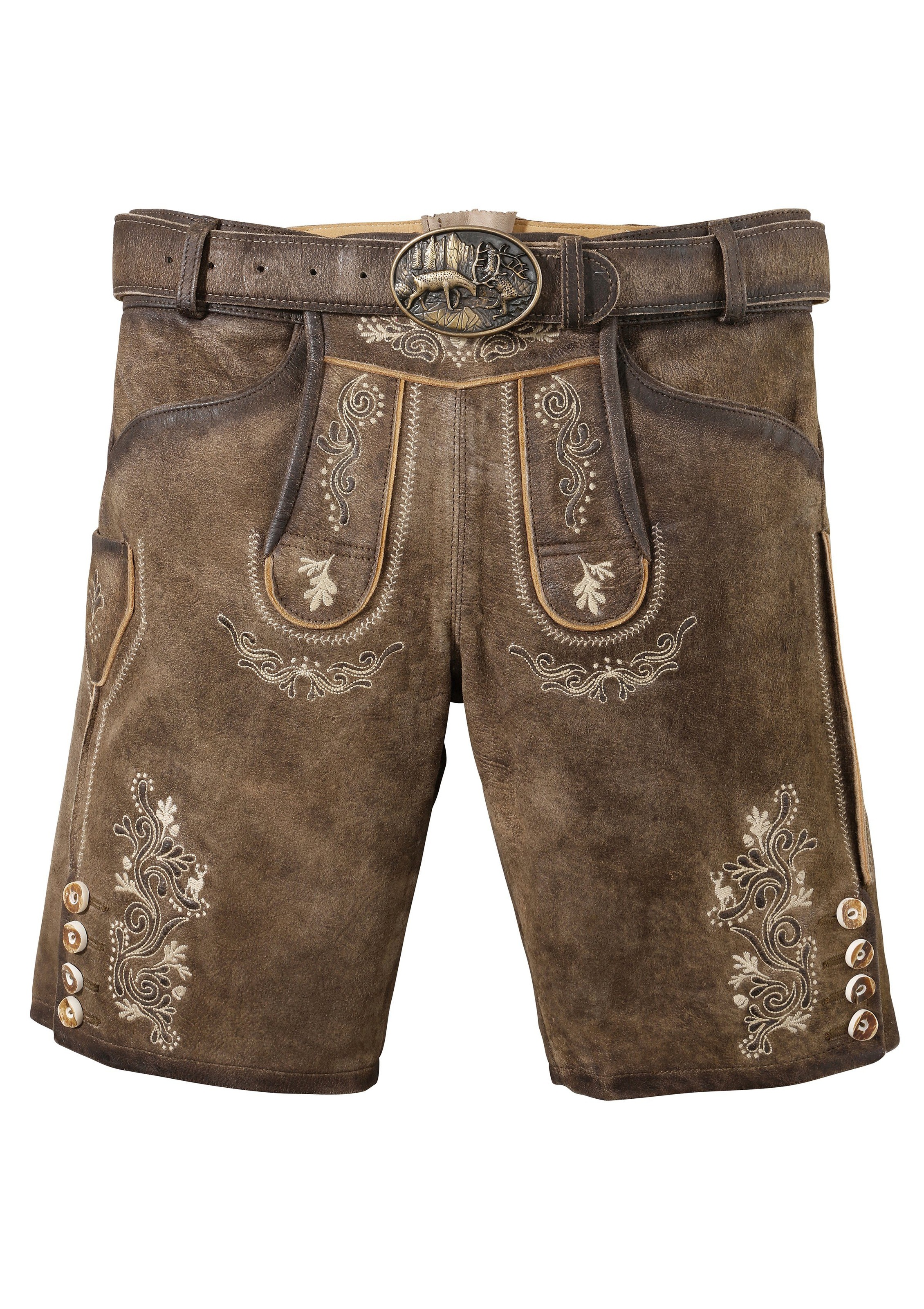 Image of MarJo Trachtenlederhose, (2 tlg., mit Gürtel), Herren mit Stickerei bei Ackermann Versand Schweiz