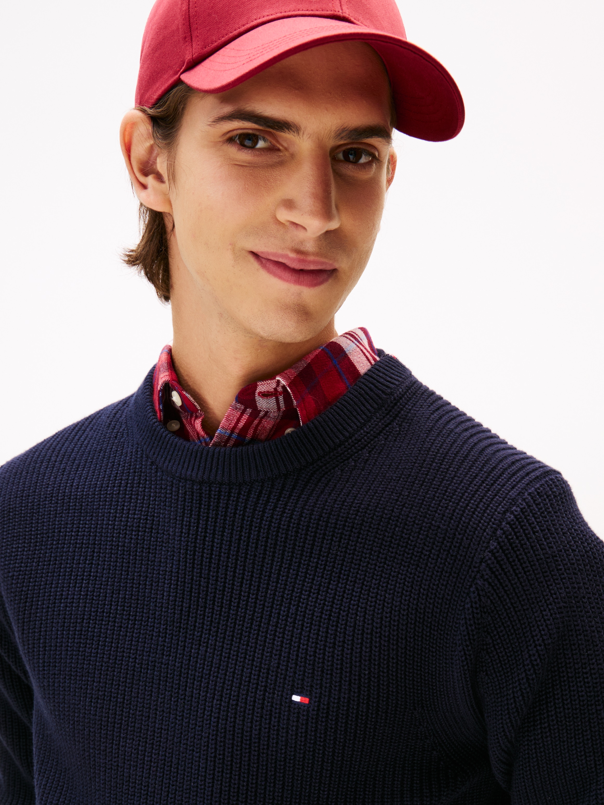 Tommy Hilfiger Rundhalspullover »RWB RIB CREW NECK« mit Kontrast-Details