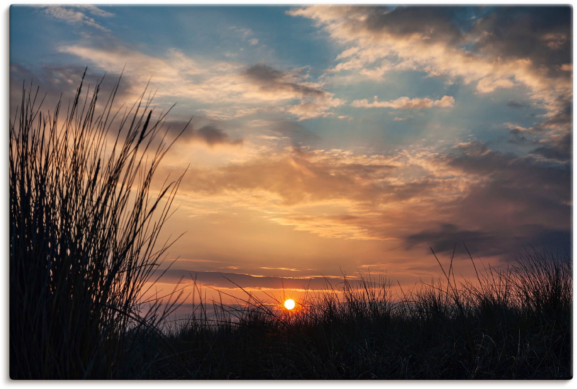 Image of Artland Leinwandbild "Sonnenuntergang an der Küste Ostsee" Bilder vom Sonnenuntergang & -aufgang 1 Stk. tlg. auf Holzrahmen gespannt