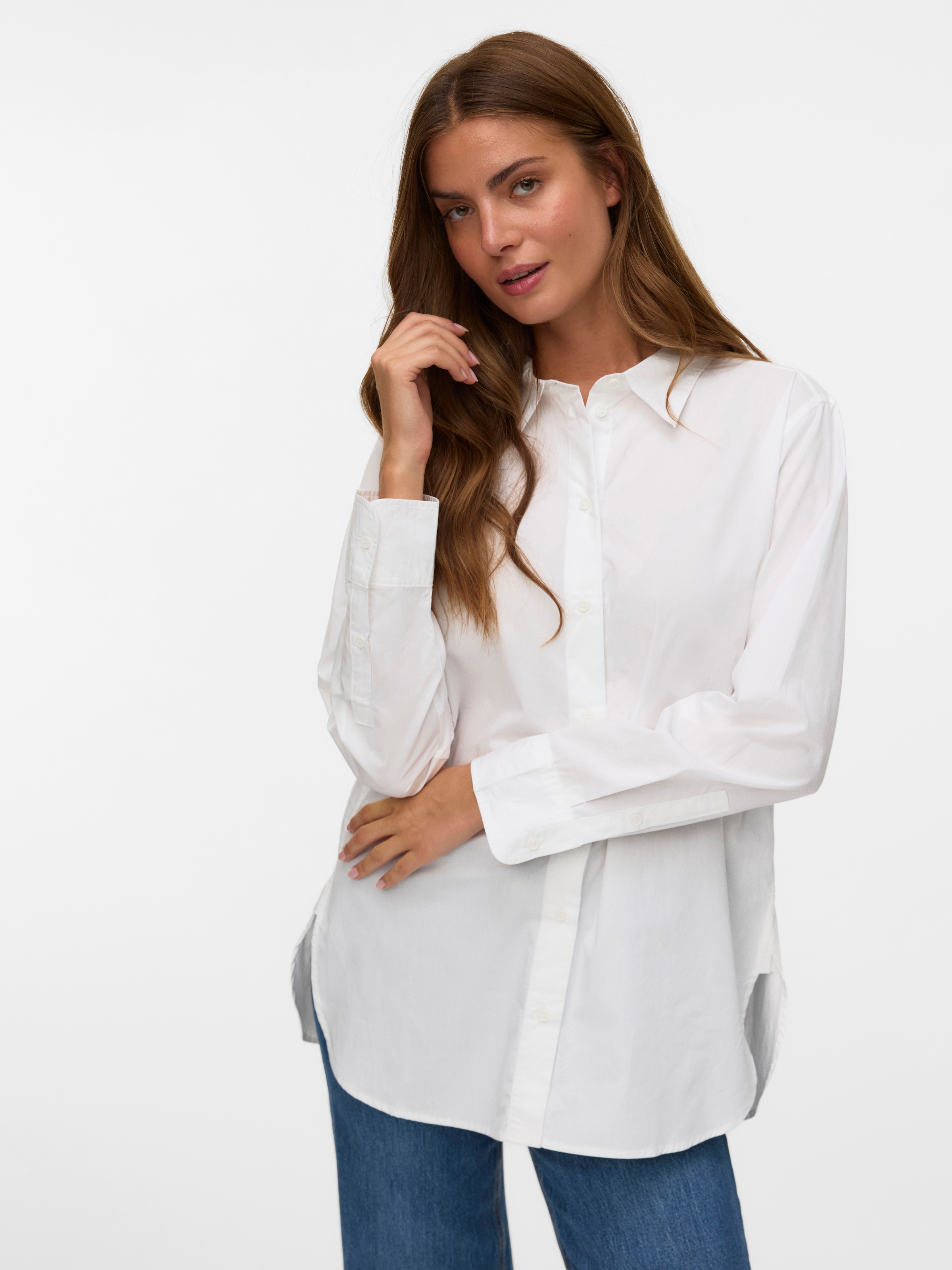 Image of Vero Moda Hemdbluse "VMELINA LS SHIRT WVN NOOS" Baumwolle