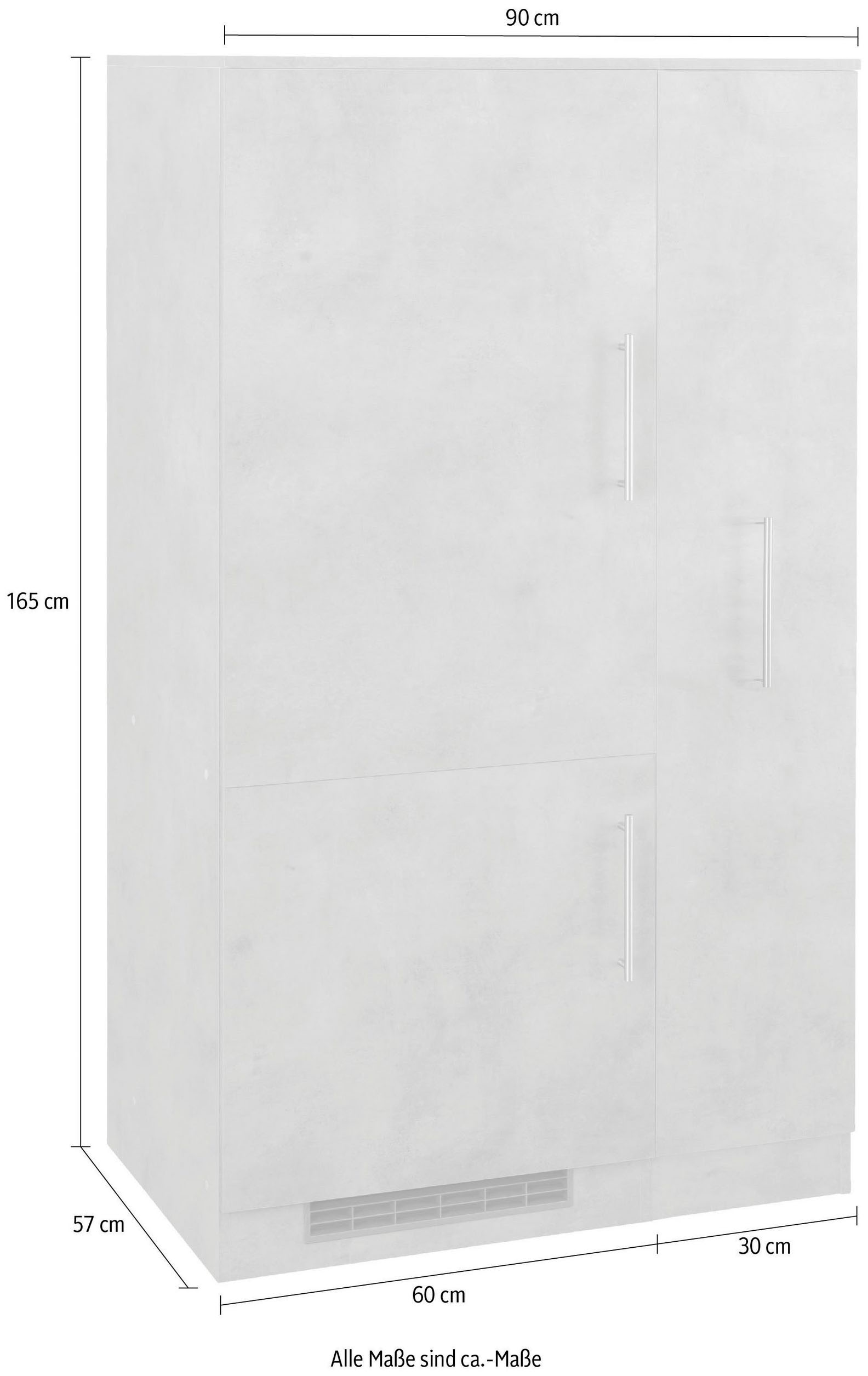♕ wiho Küchen Küche »Cali«, Kühlumbauschrank mit Stauraum, wahlweise mit  E-Geräten, Breite 90 cm versandkostenfrei auf