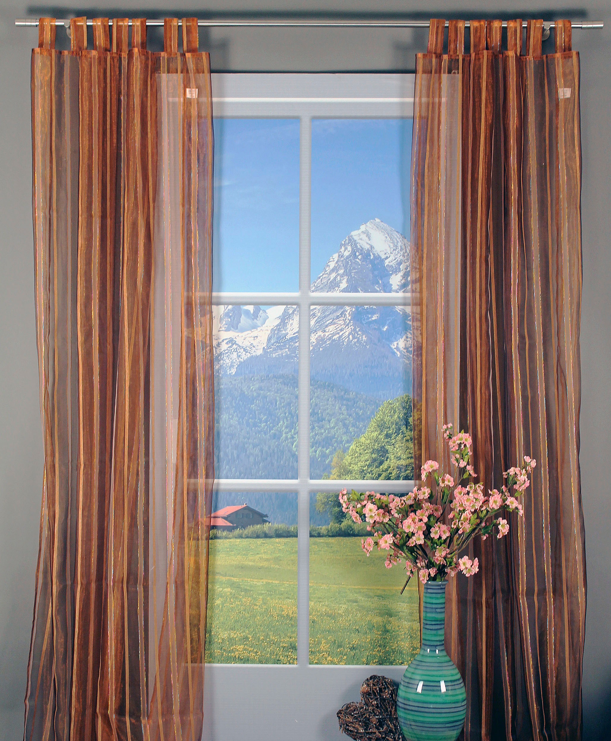 Image of HOSSNER - ART OF HOME DECO Gardine »Gosausee«, (1 St.), Schlaufenschal im Streifen-Design bei Ackermann Versand Schweiz