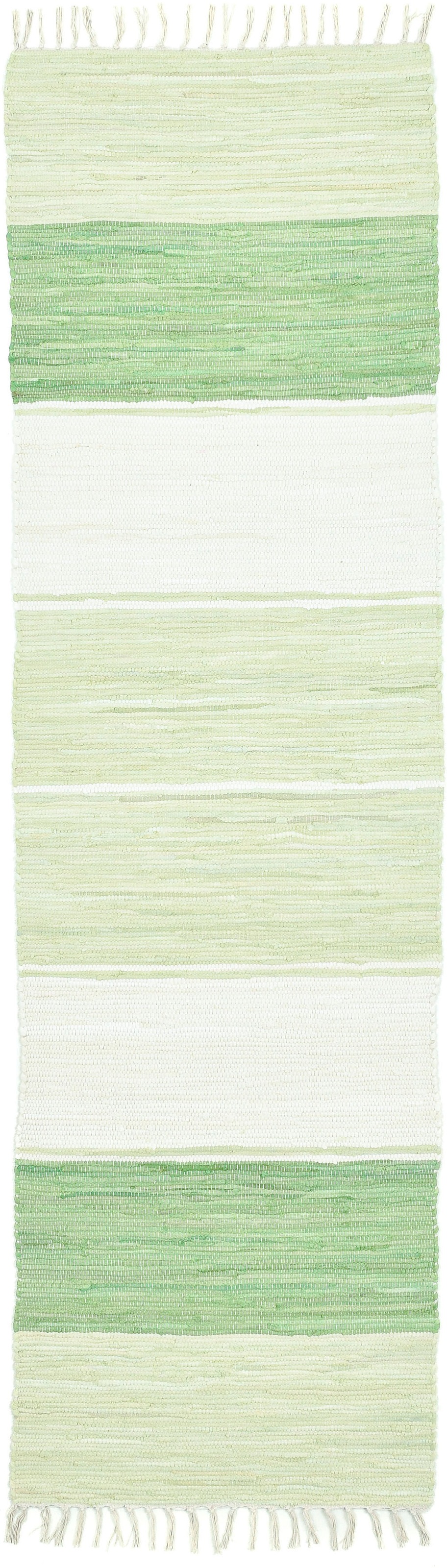 THEKO Teppich »Stripe Cotton, handgewebt«, rechteckig, 5 mm Höhe, Flachgewebe, gestreift, reine Baumwolle, mit Fransen, auch als Läufer