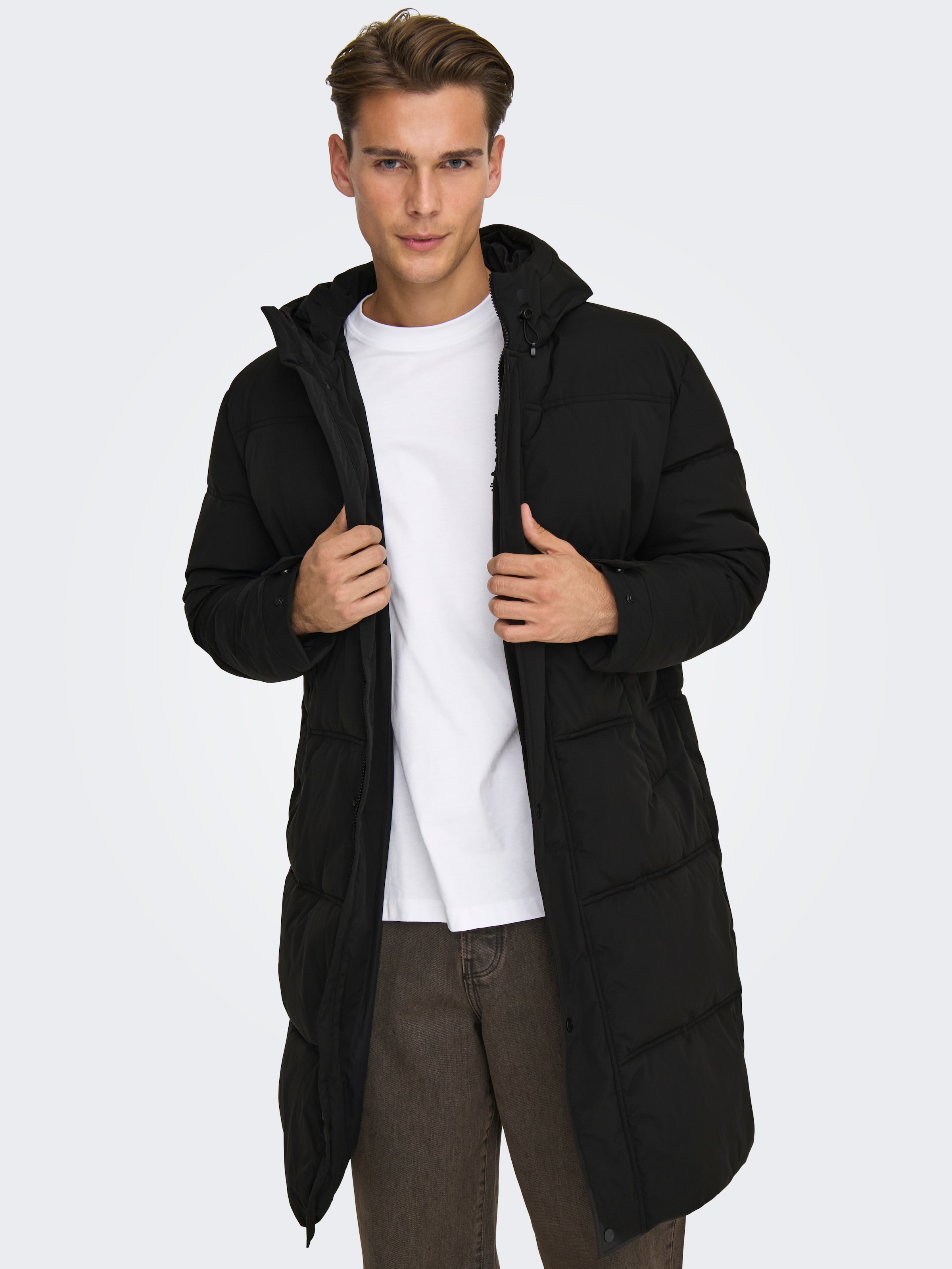 ONLY & SONS Steppjacke »ONSSEUL LONG PUFFER OTW« mit Kapuze