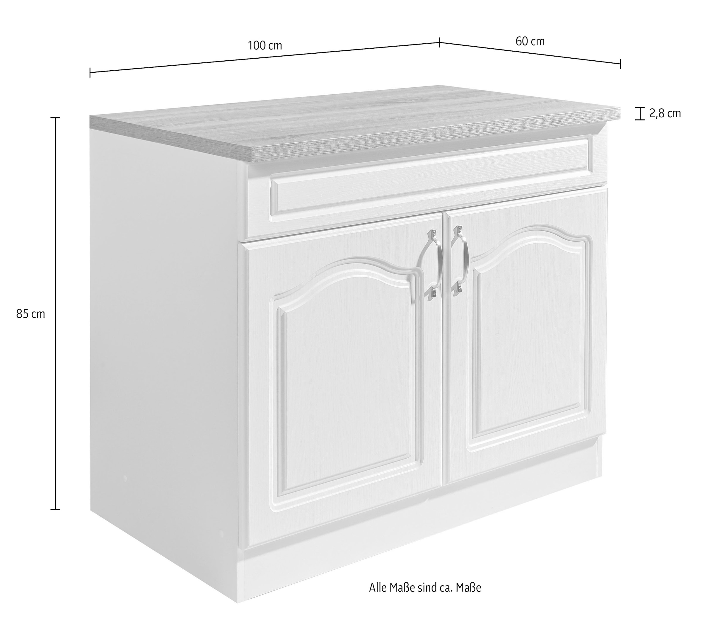 wiho Küchen Meuble évier »Linz« 100 cm breit, in Landhaus-Optik