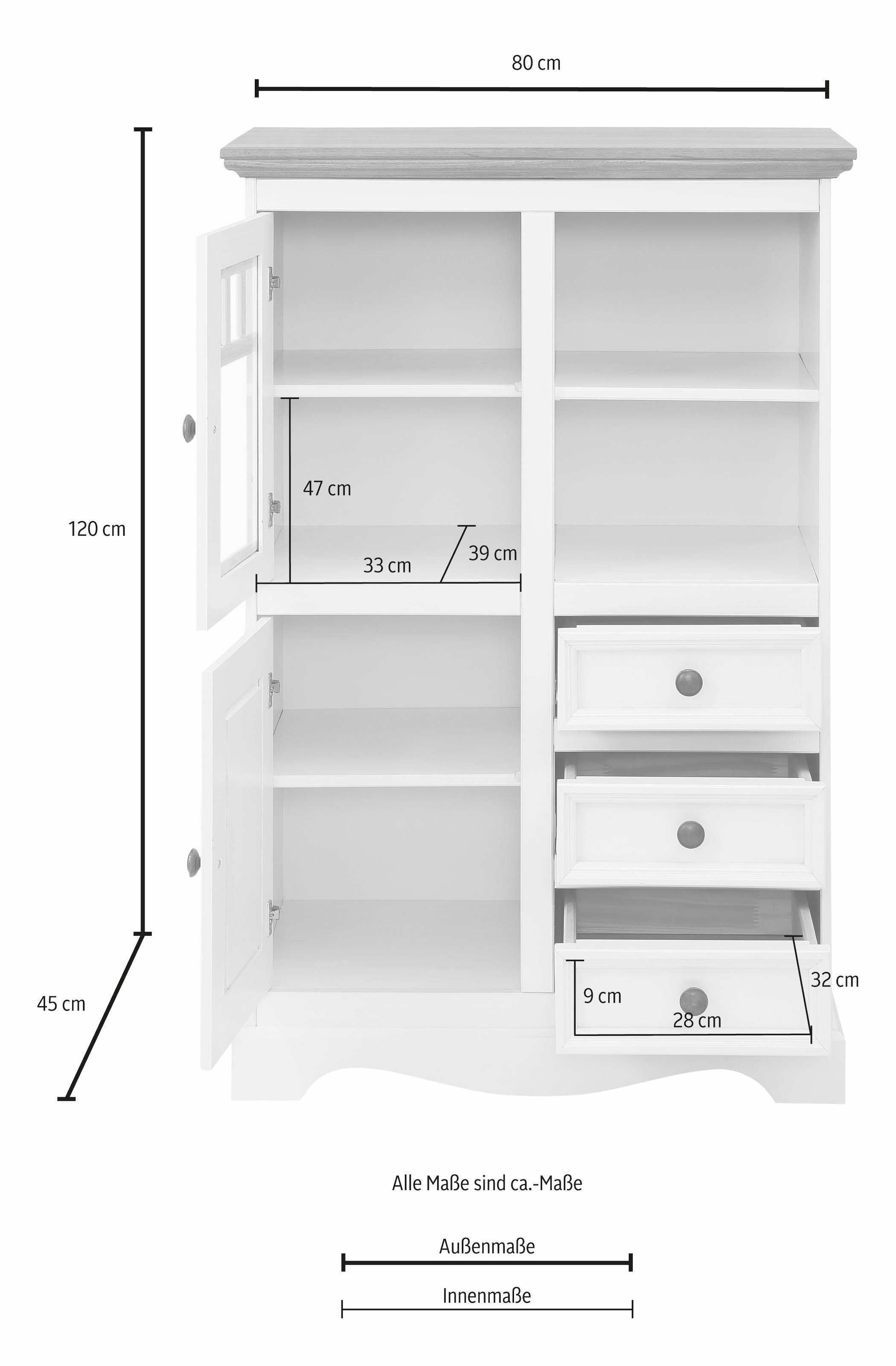 Home affaire Highboard »Melissa«, Breite 80 cm