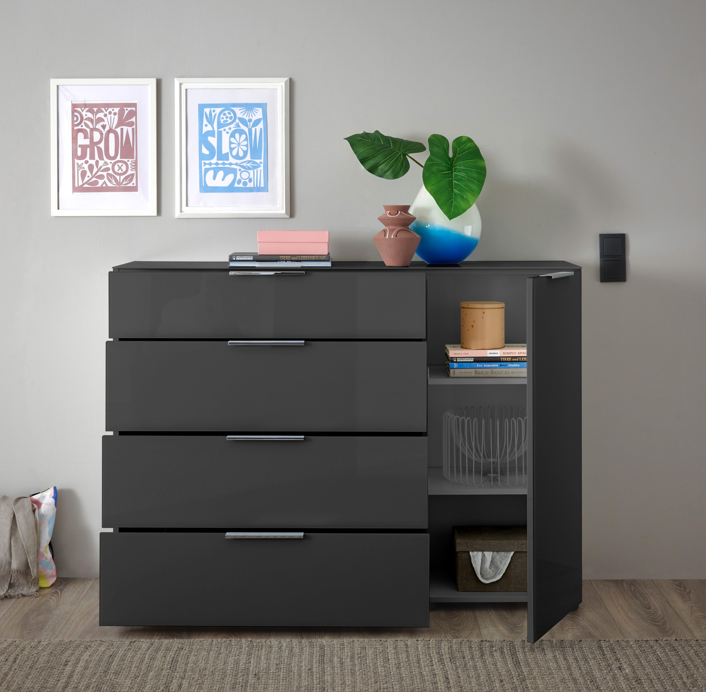 HBZ Commode »Santorin, BxHxT 135x99x40 cm« 1 cuis tlg. Largeur 135 cm, softclose pour portes et tiroirs, revêtement mélaminé