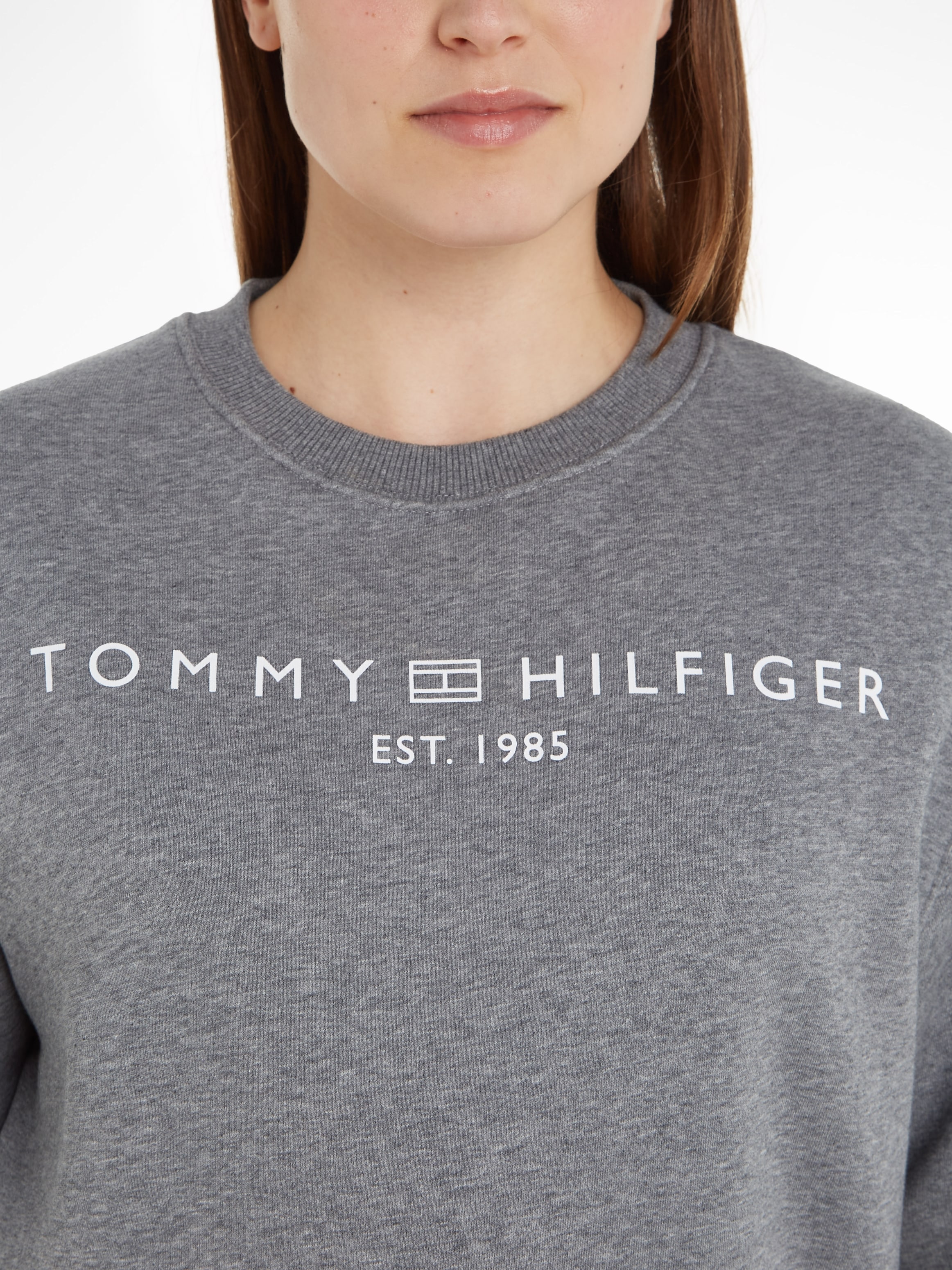 Tommy Hilfiger Sweatshirt »MDRN REG CORP LOGO C-NK SWTSHRT«, im hüftlangen Schnitt, Tommy Hilfiger Logoschriftzug mit Flag-Frame