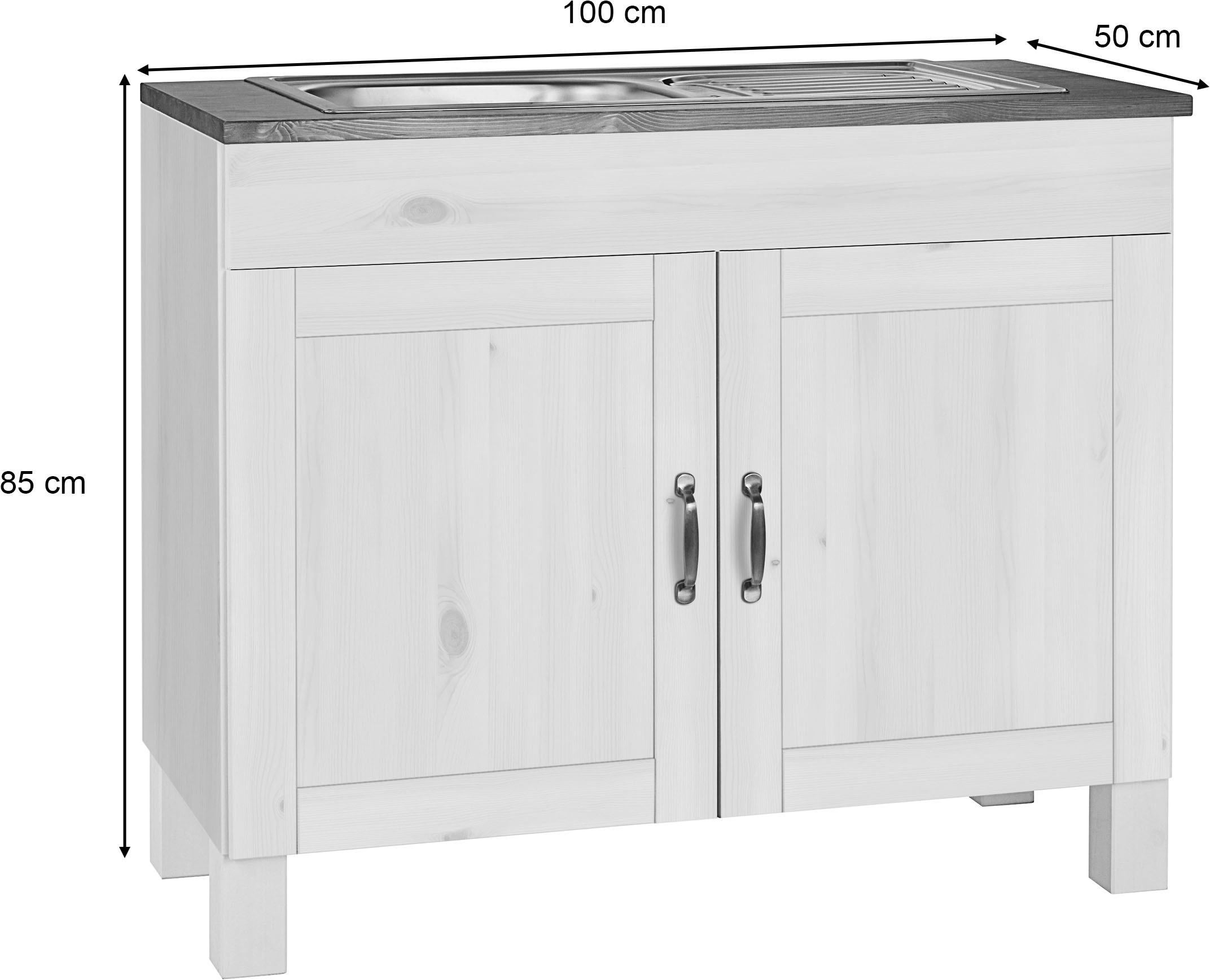 Home affaire Meuble évier »Alby« Largeur 100 cm, 1 compartiment