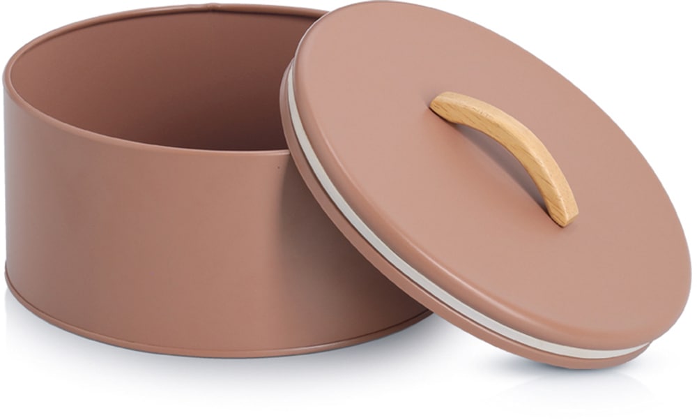 Zeller Present Boîte de rangement »2400 ml, Metall/Gummibaum, mocca« Trendfarbe, Holzgriff, Aromaschutz