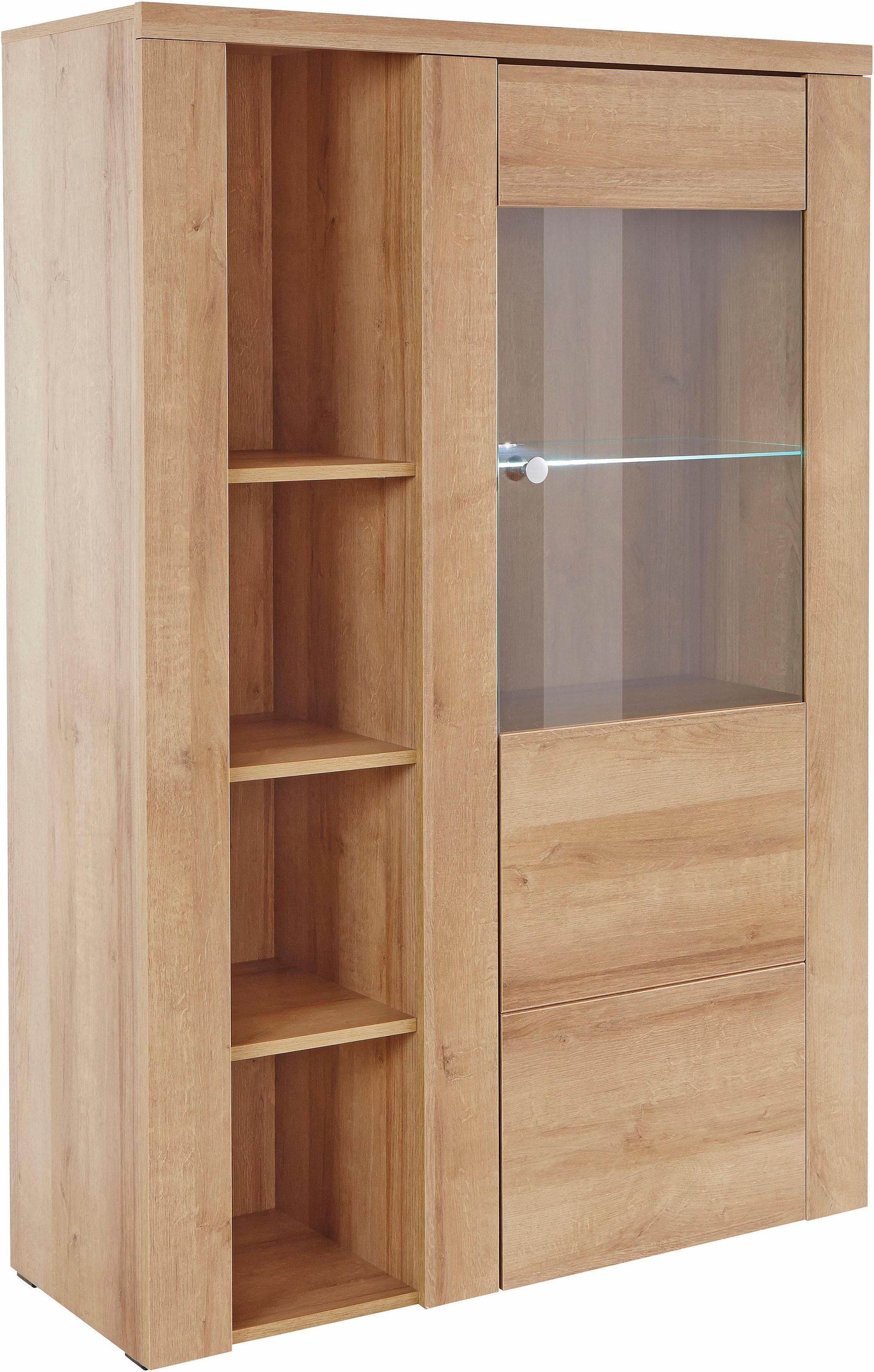 Image of GOODproduct Vitrine "Larona, zeitlose Glasvitirne, Hochschrank Höhe 145 cm" Stauraumvitrine mit dekorativer Rahmenoptik