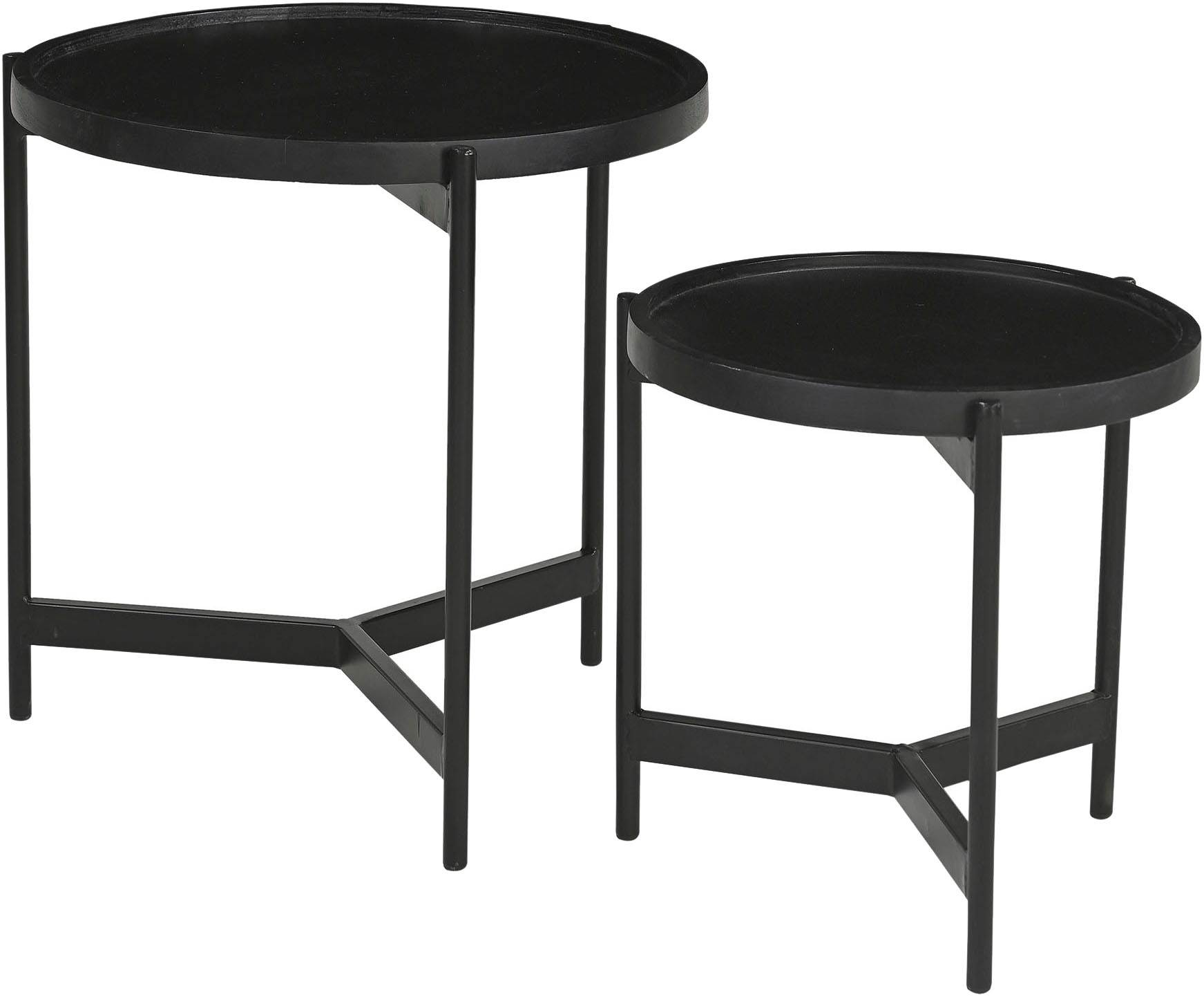 Image of SIT Beistelltisch "Turin 2er Set aus Mango massiv mit Metallgestell" 2 Stk. tlg. 2er Set mit runden Tischplatten & robustem Metallgestell