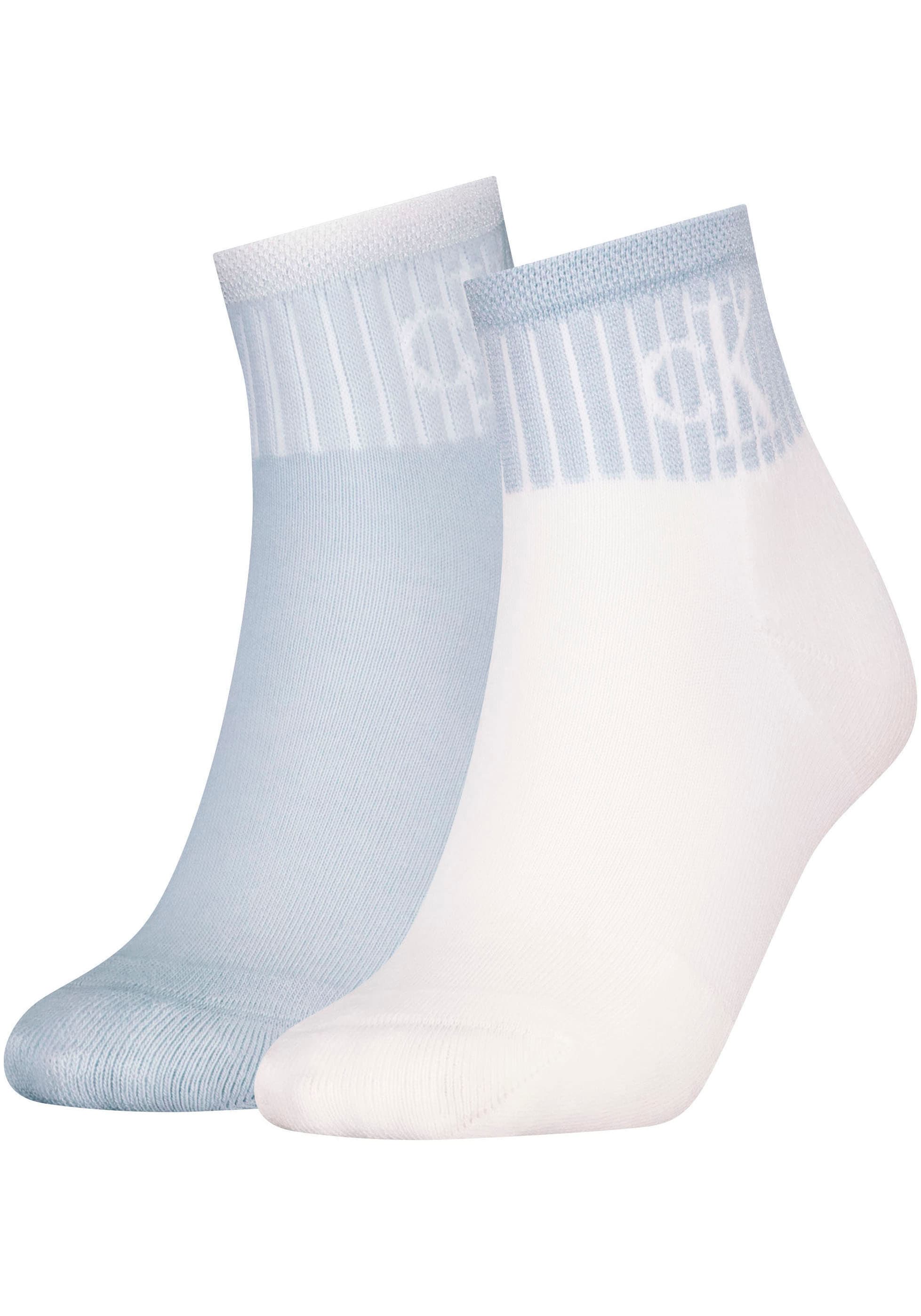 Image of Calvin Klein Jeans Socken "CKJ WOMEN QUARTER 2P GLOSSY RIB" 2 Stk. tlg. mit dezentem Logo-Design