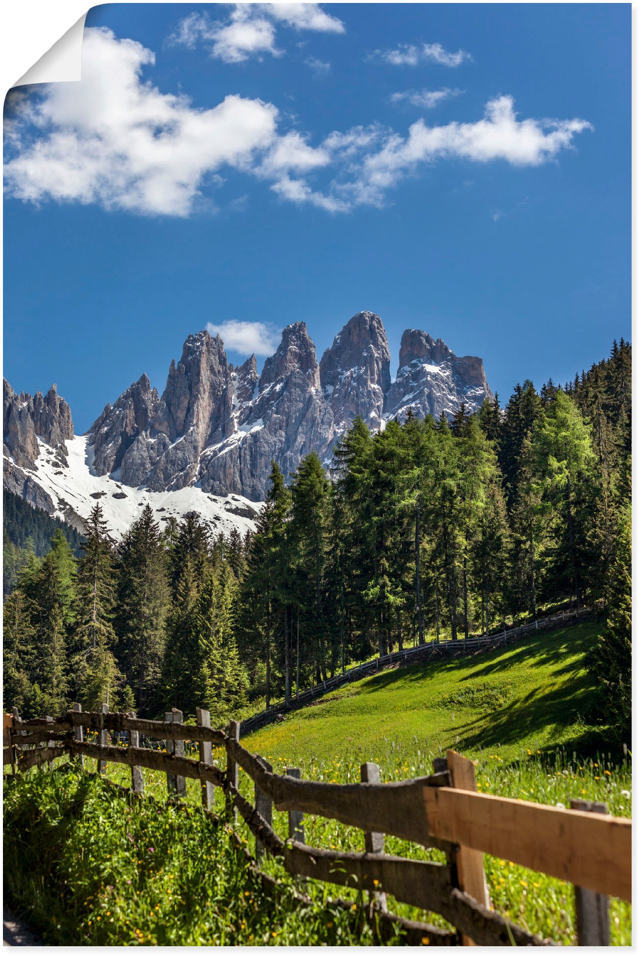 Artland Wandbild »Villnösstal mit Dolomiten, St.), Südtirol«, (1 Berge oder Alpenbilder, kaufen als Wandaufkleber Grössen Leinwandbild, Alubild, in versch. & Poster