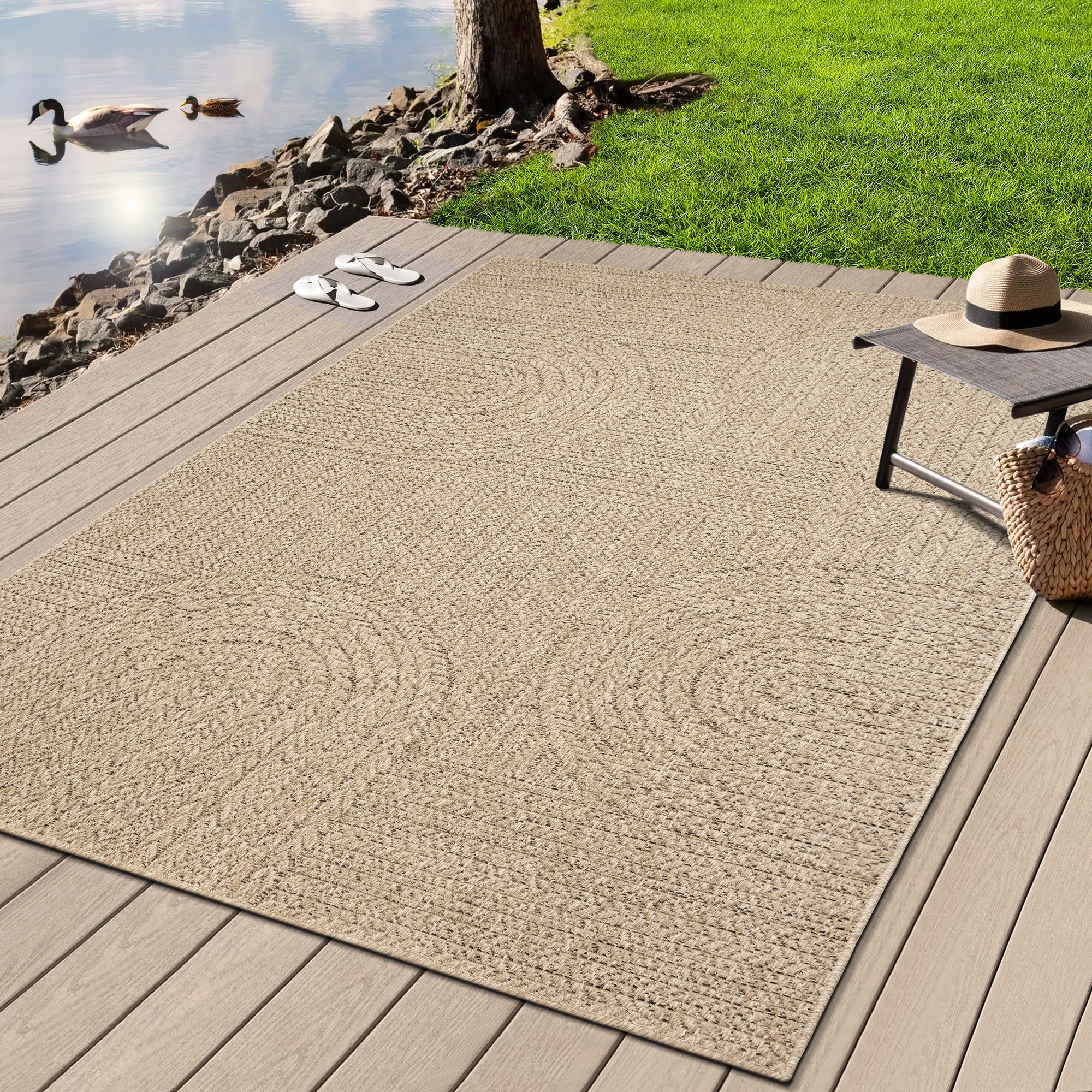 Image of merinos Teppich "Kenzy 7" rechteckig 10 mm Höhe robuster In- und Outdoor Teppich im natürlichen Jute-Look, wetterfest