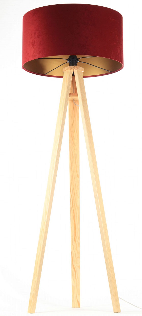 Image of Jens Stolte Leuchten Stehlampe »Paula«, E27, 2 St., Textilstehleuchte, rot, Holzfuss, Stoffstehleuchte bordeaux/gold bei Ackermann Versand Schweiz