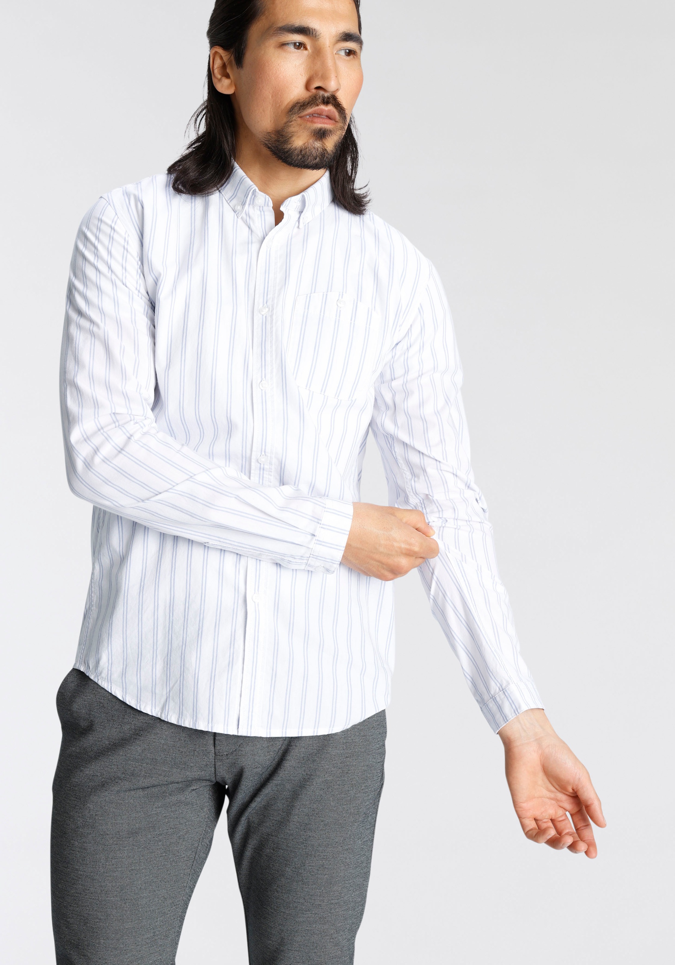 TOM TAILOR Denim Langarmhemd, gestreift kaufen