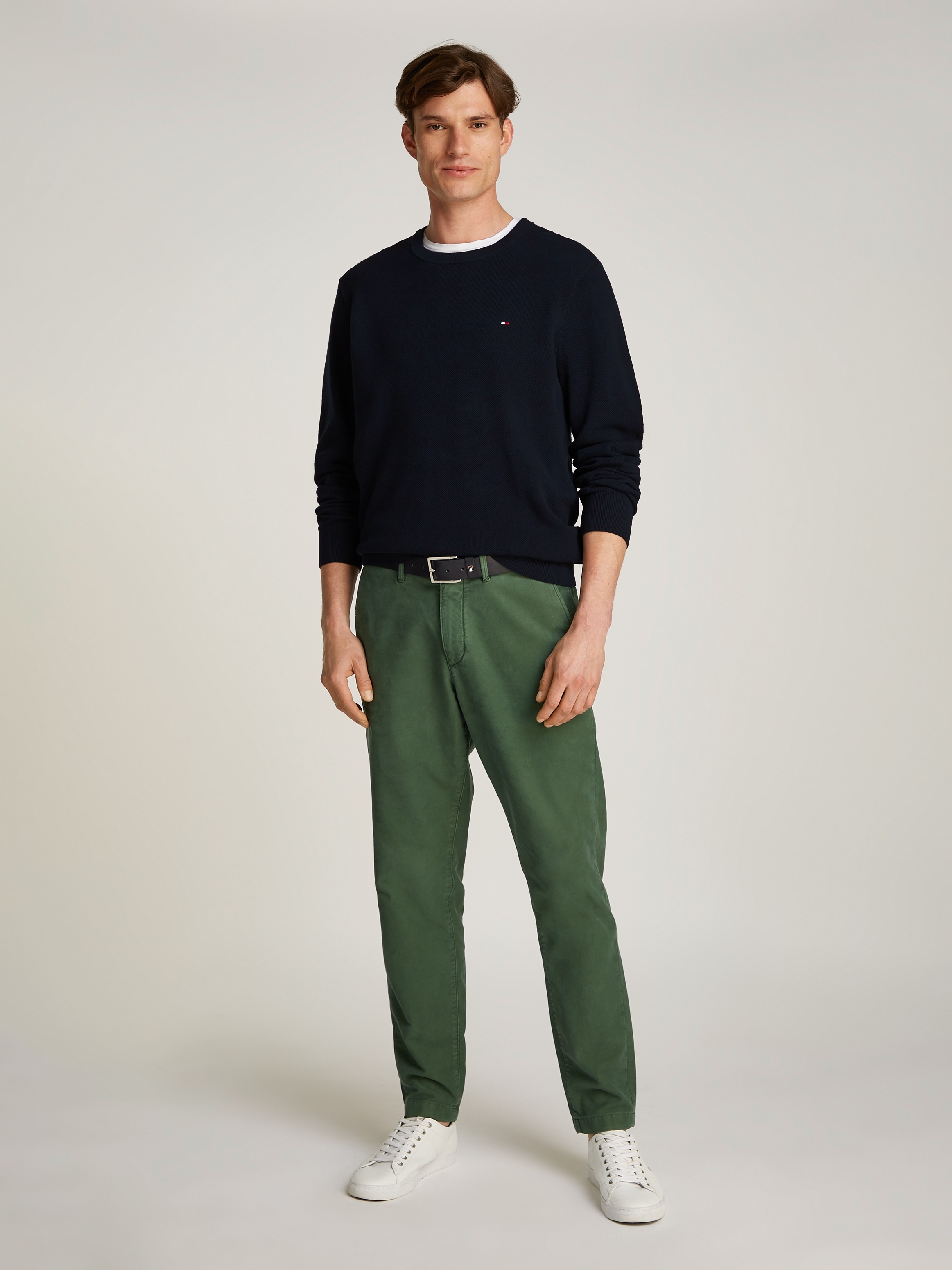 Tommy Hilfiger Rundhalspullover »ESSENTIAL STRUCTURE CREW NECK mit Struktur und Label«, unifarben, casual, regular fit, Baumwolle, Rundhals