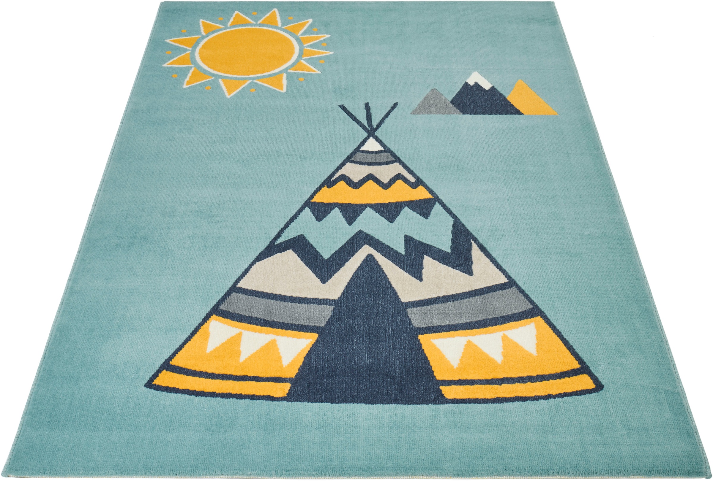 Image of Zala Living Kinderteppich »Young Wilderness«, rechteckig, 9 mm Höhe, Zelt Motiv, Sonne, Design Kurzflor, Kinderzimmer, Strapazierfähig, Pflegeleicht bei Ackermann Versand Schweiz