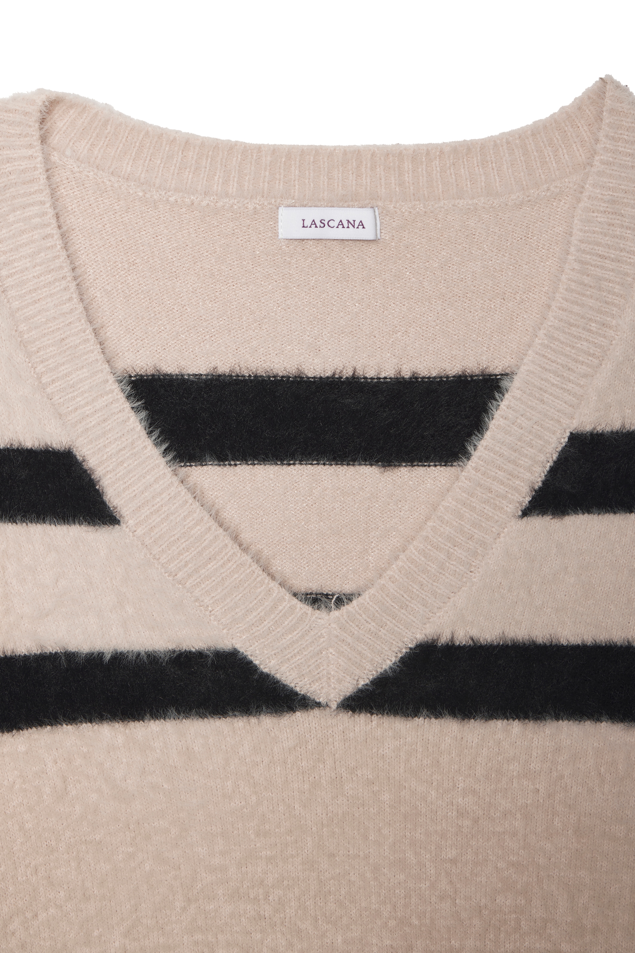 LASCANA Pull à rayures »Amira« aus kuschelweichem Strick, V-Ausschnitt, Streifenoptik, modisch
