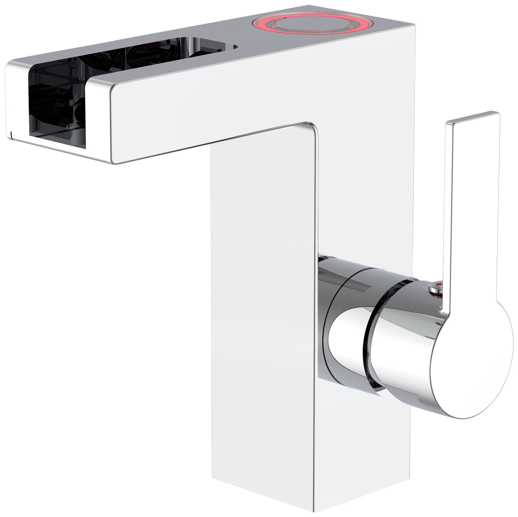 Image of Schütte Waschtischarmatur Wasserhahn mit LED-Schwallauslauf, Mischbatterie Waschbecken, Chrom