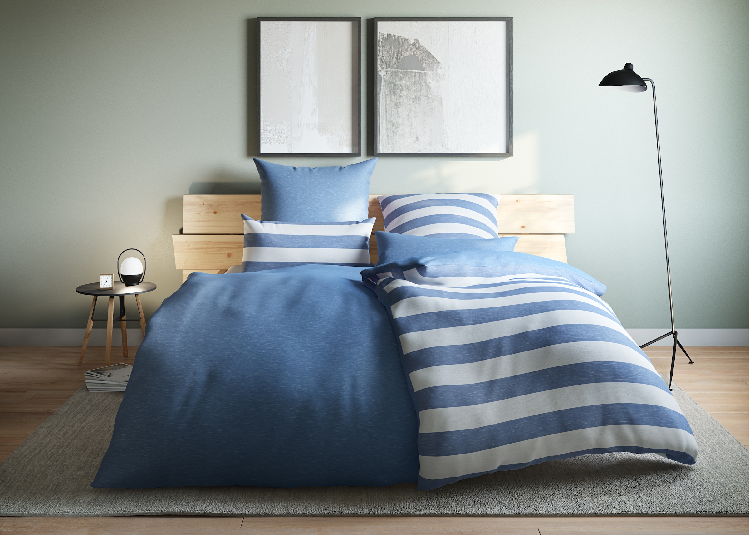 GOODproduct Wendebettwäsche »Big Stripe«, 100% Bio-Baumwolle GOTS zertifiziert, Streifen-Design in Melange-Optik