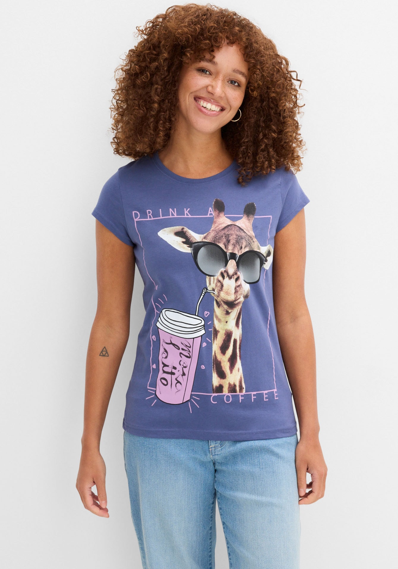 Image of bonprix T-Shirt lockere Passform, Kurzarm, mit Frontdruck, aus reiner Baumwolle