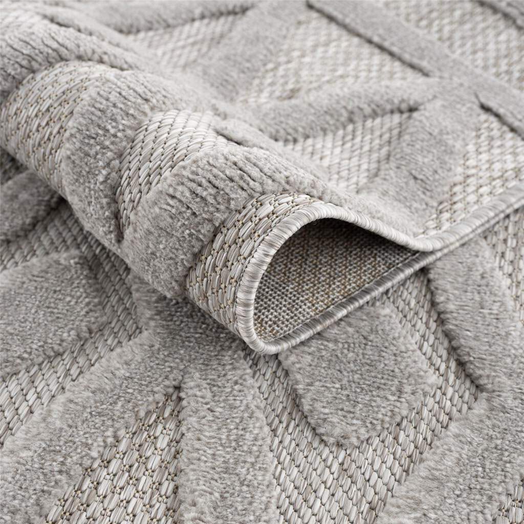 Carpet City Teppich »In-& Outdoorteppich Santorini 58538, 3D-Effekt, Raute-Optik«, rechteckig, 5 mm Höhe, Wetterfest & UV-beständig für Terrasse, Balkon, Küche, Flur