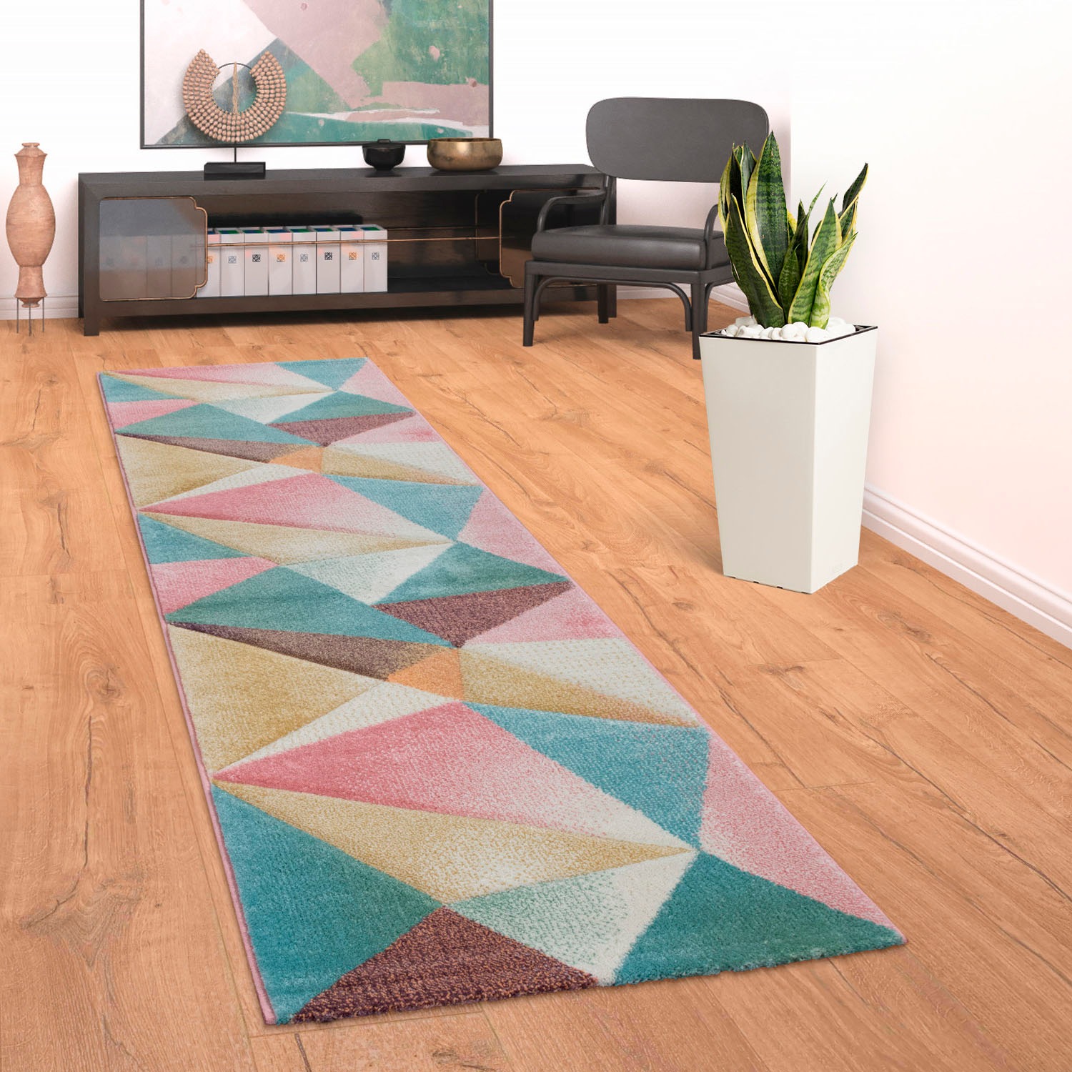 Image of Paco Home Läufer "Kosy 310" rechteckig 15 mm Höhe Teppich-Läufer, Kurzflor, modernes Design, Pastell-Farben